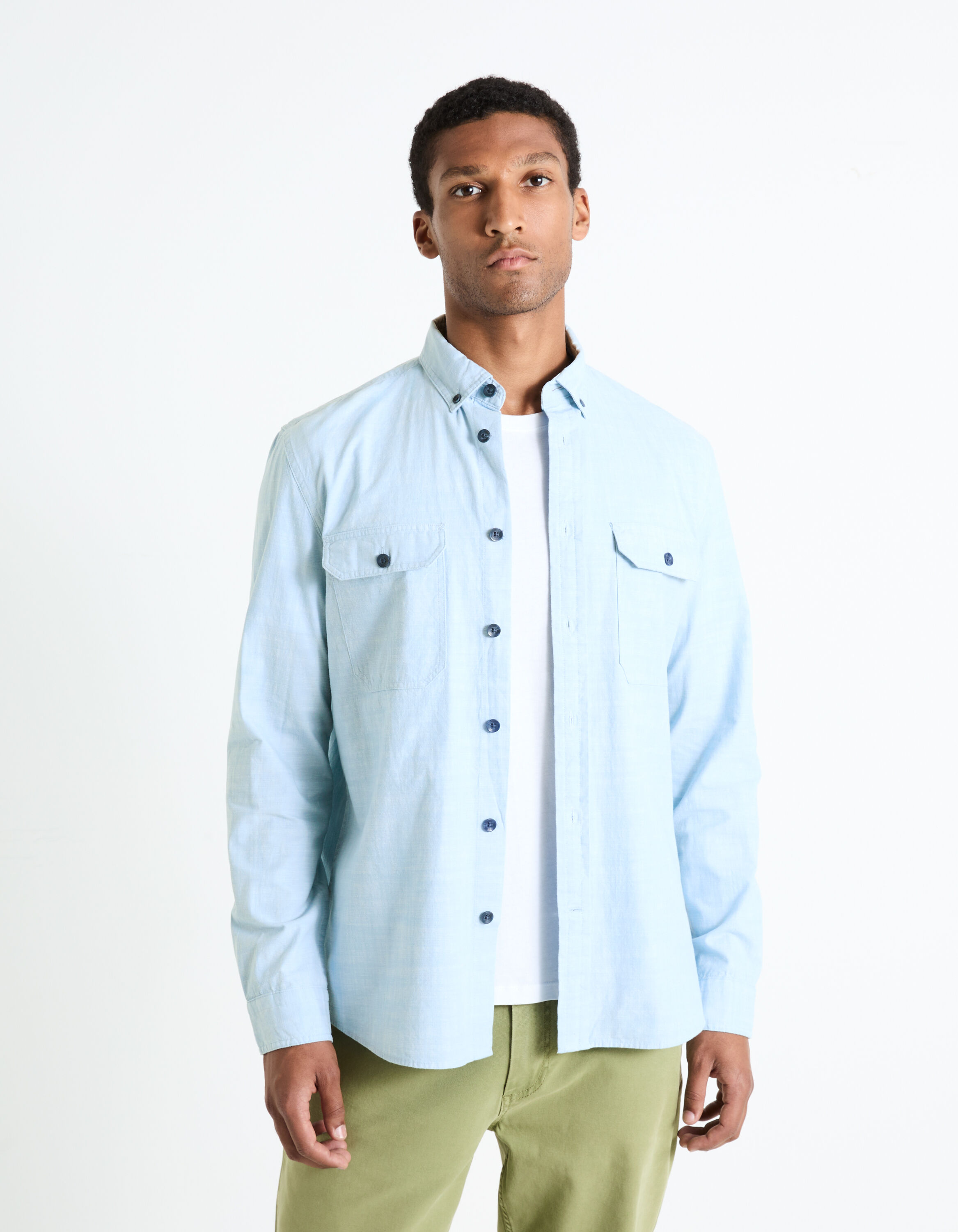 Chemise regular 100% coton - bleu clair