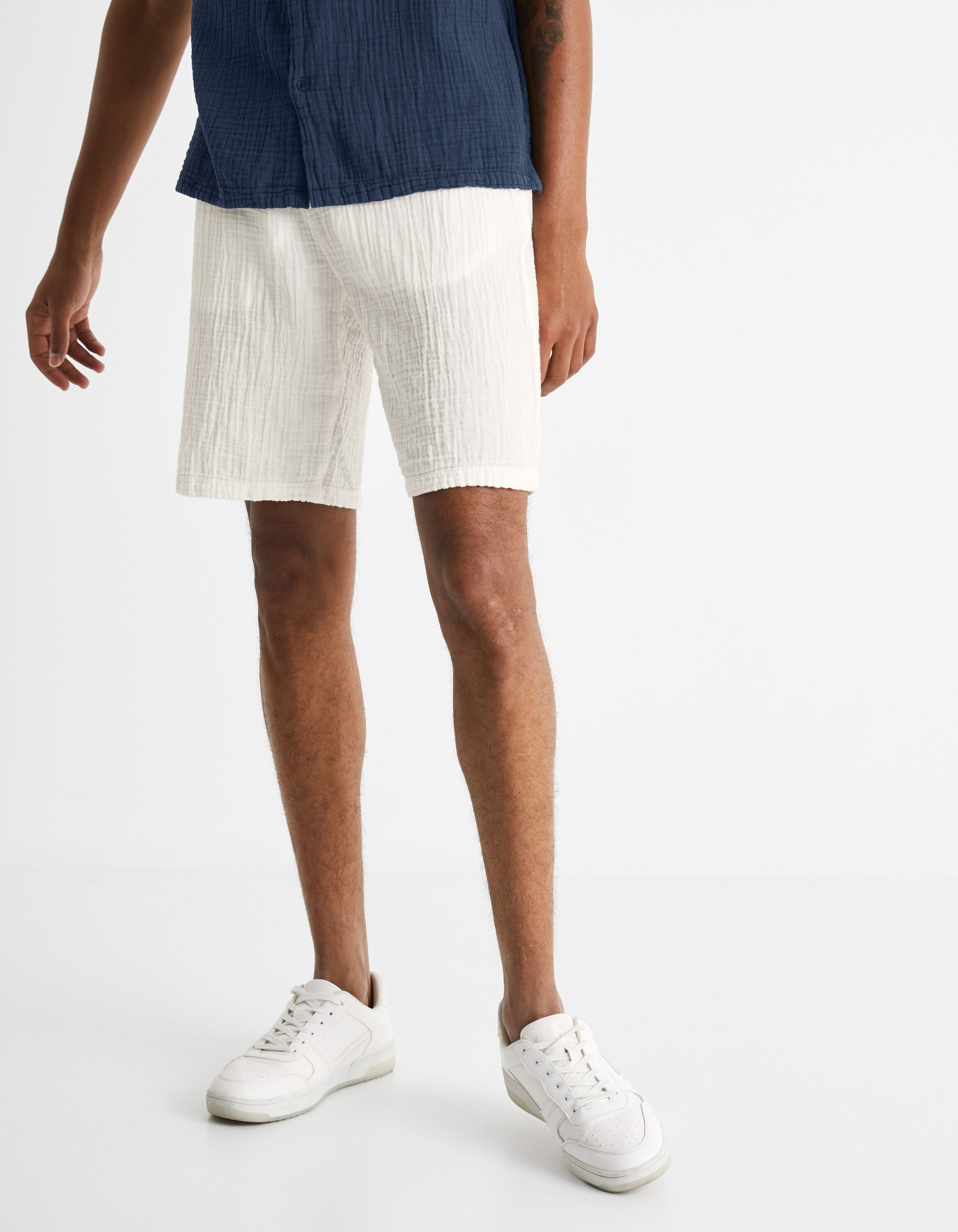 Bermuda 100% gaze de coton - blanc