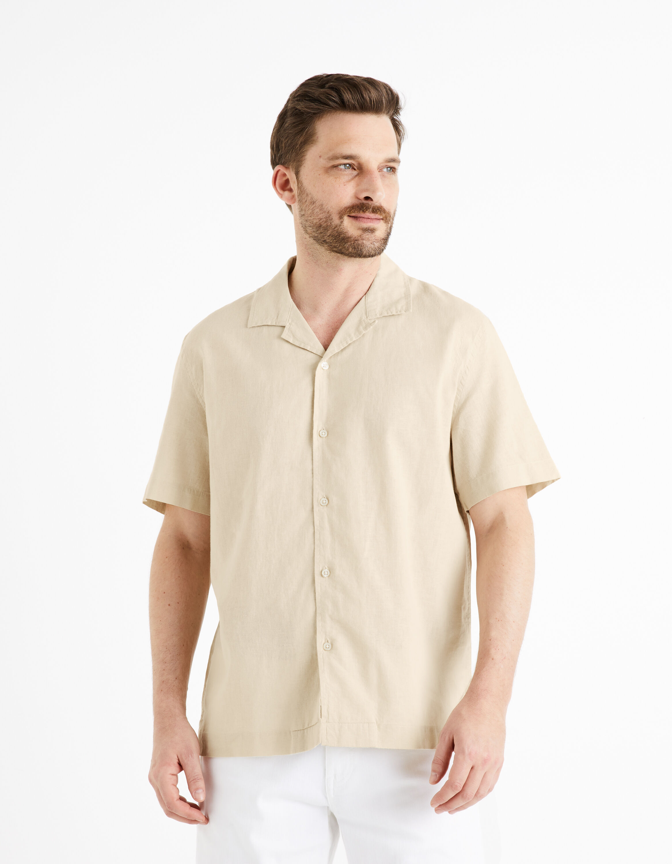 Chemise relax lin coton - beige