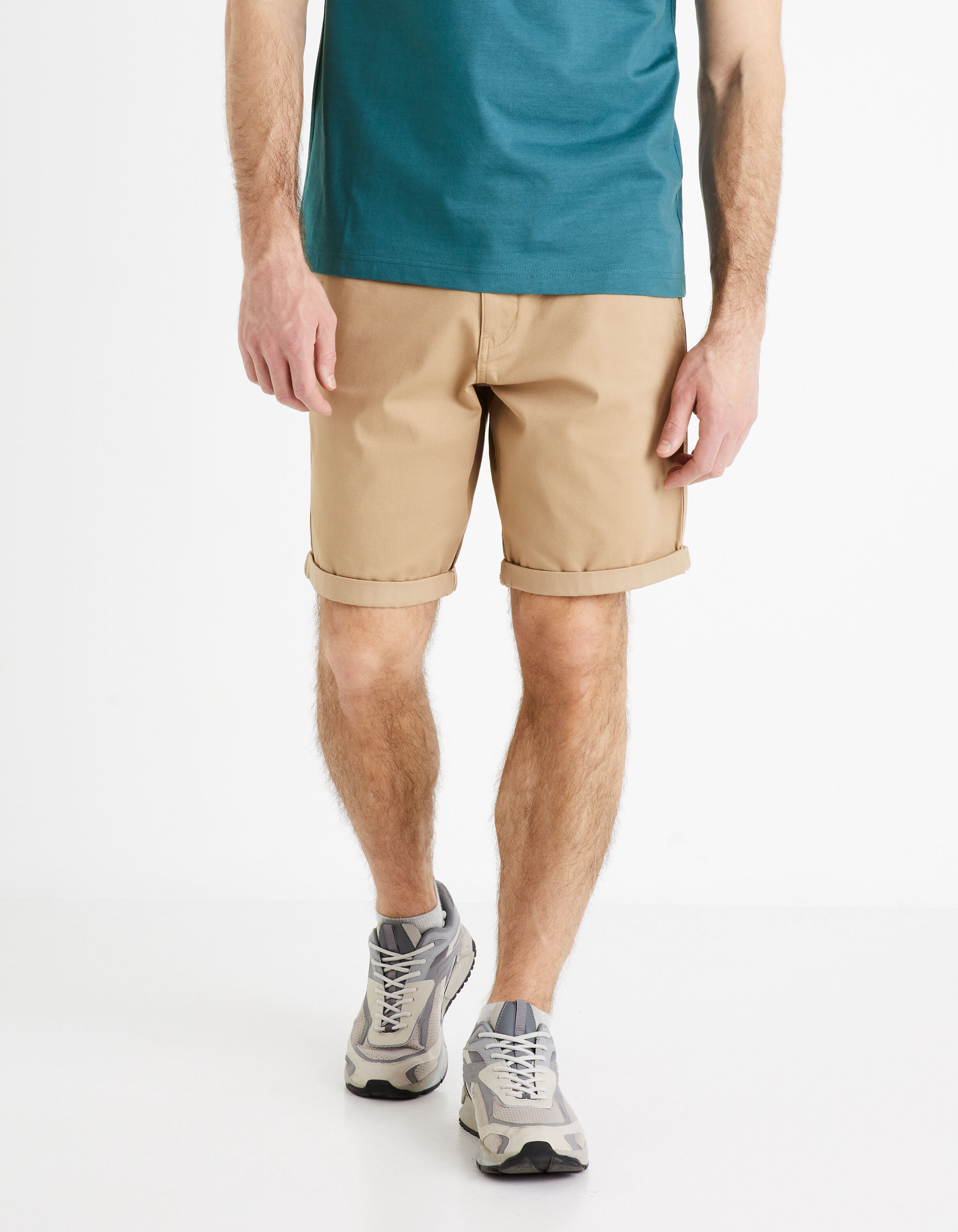 Bermuda chino uni coton stretch - beige