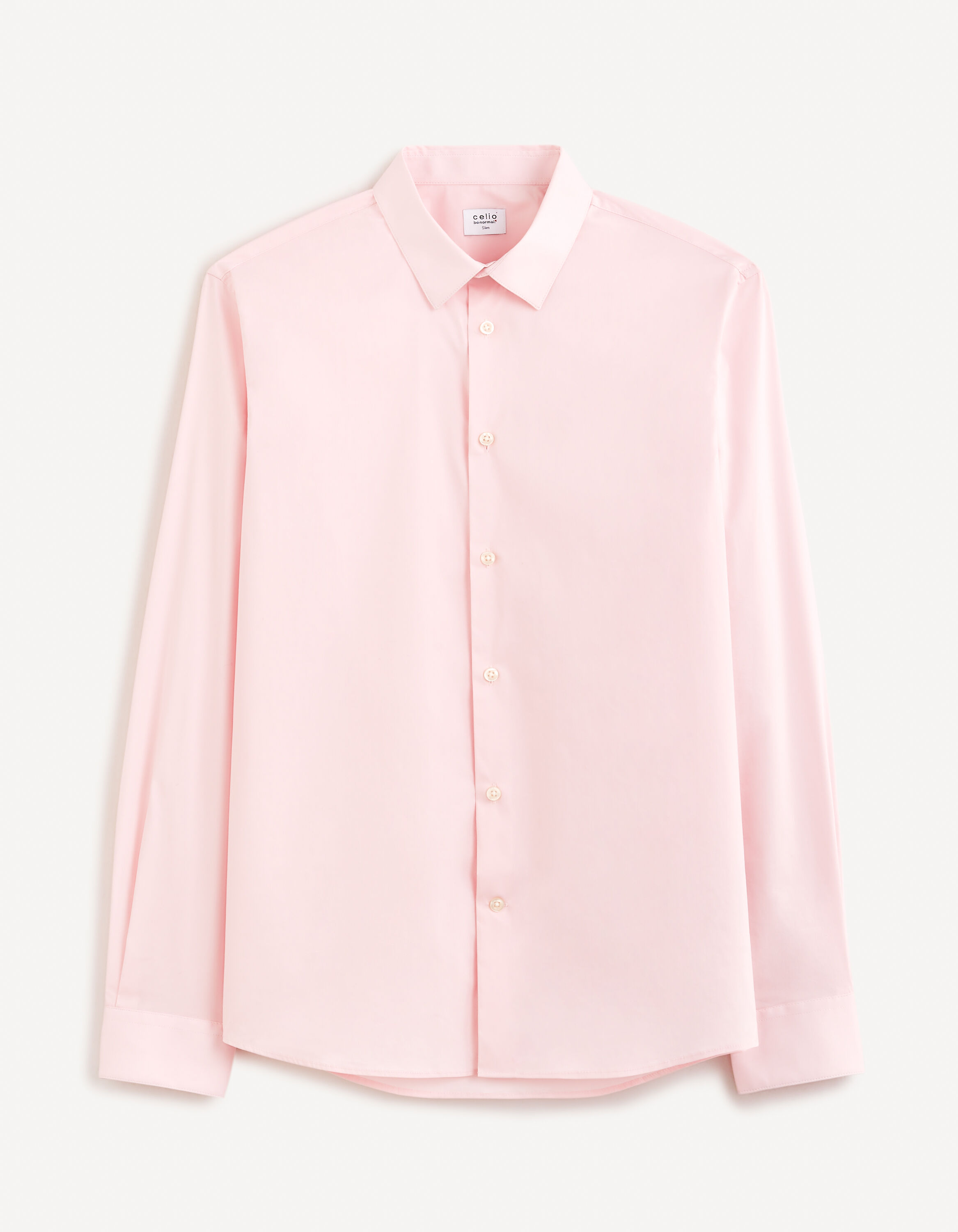 Chemise slim coton stretch - rose