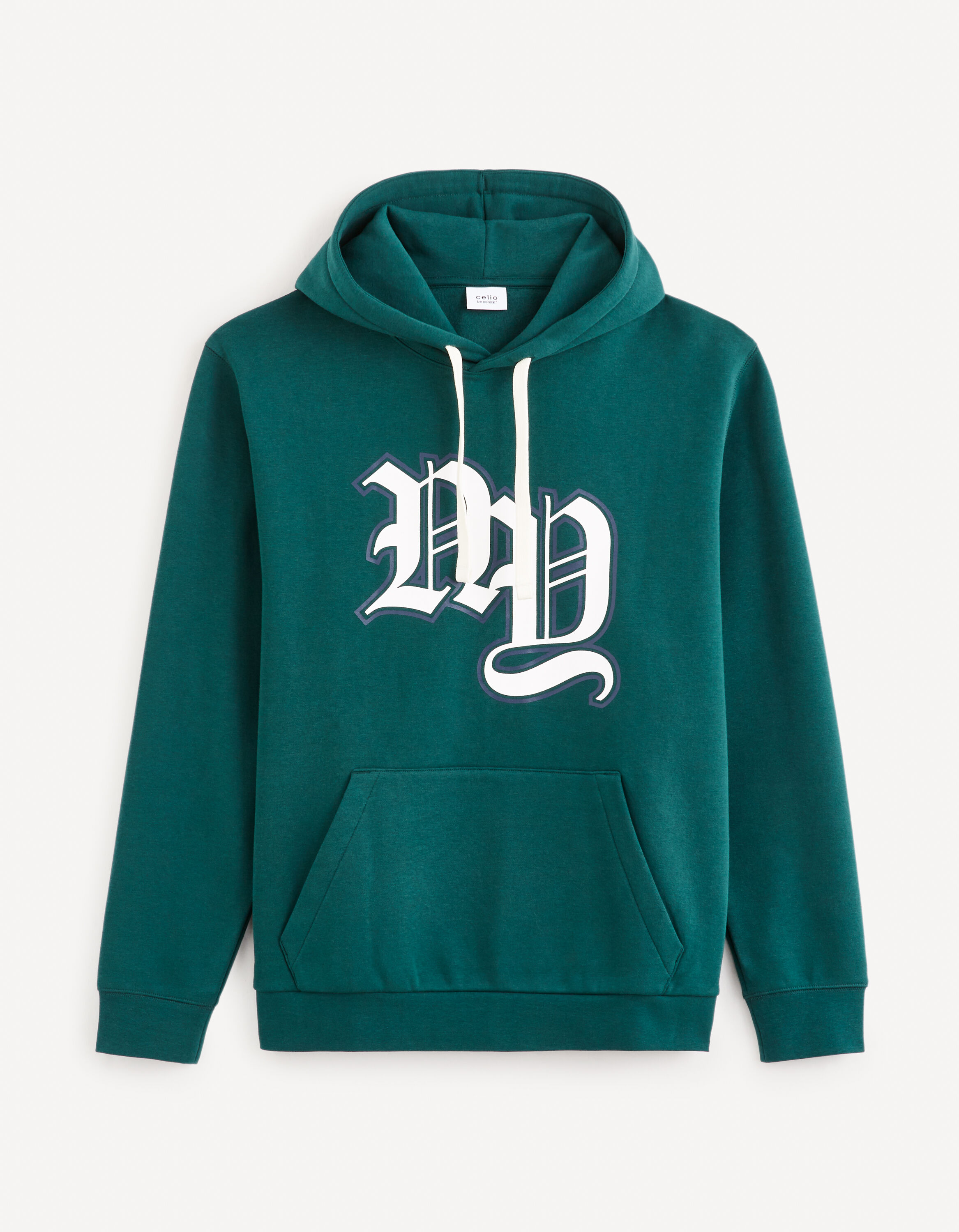 Sweat &agrave; capuche coton m&eacute;lang&eacute; - vert