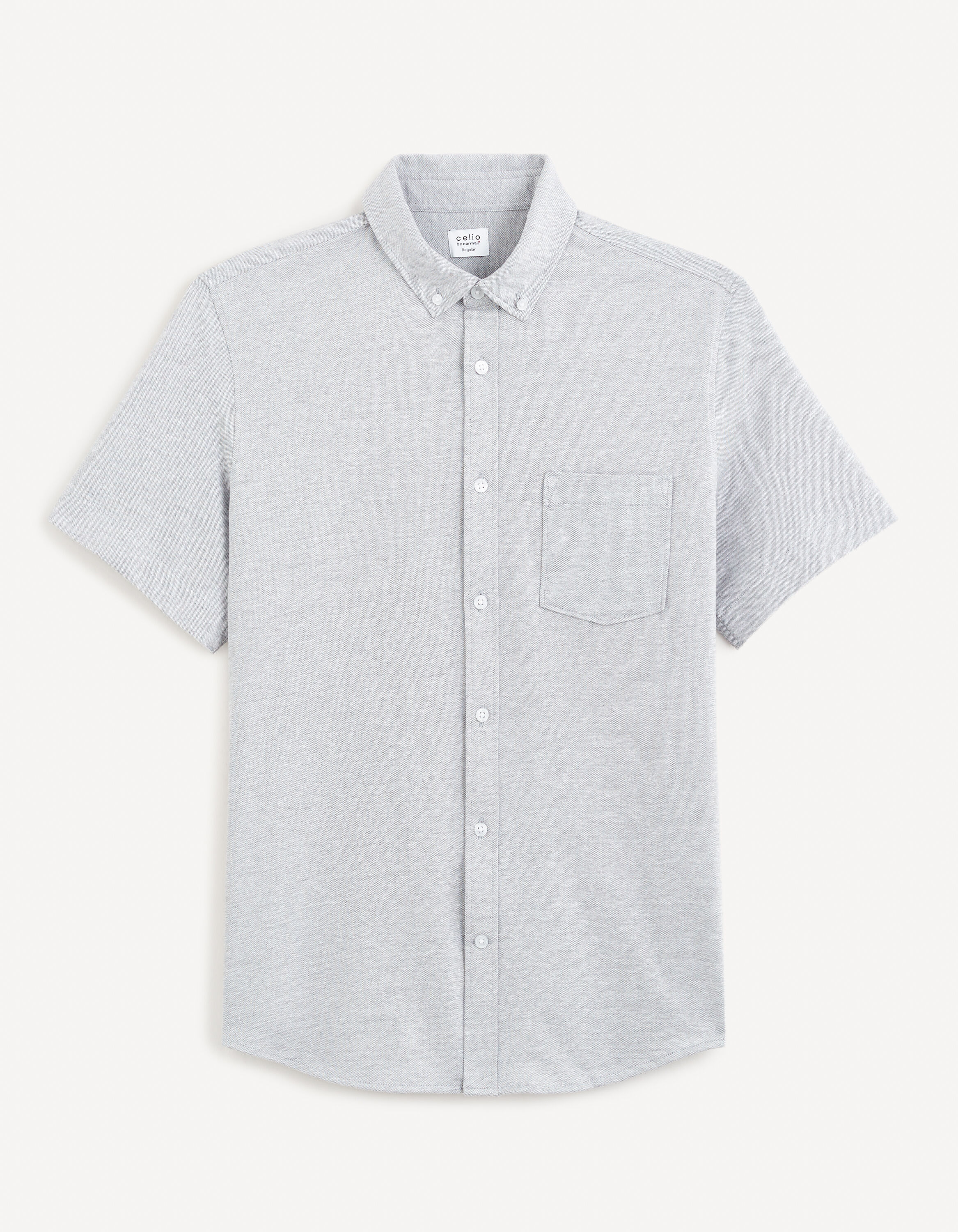 Chemise regular 100% coton maille piqu&eacute;e - gris