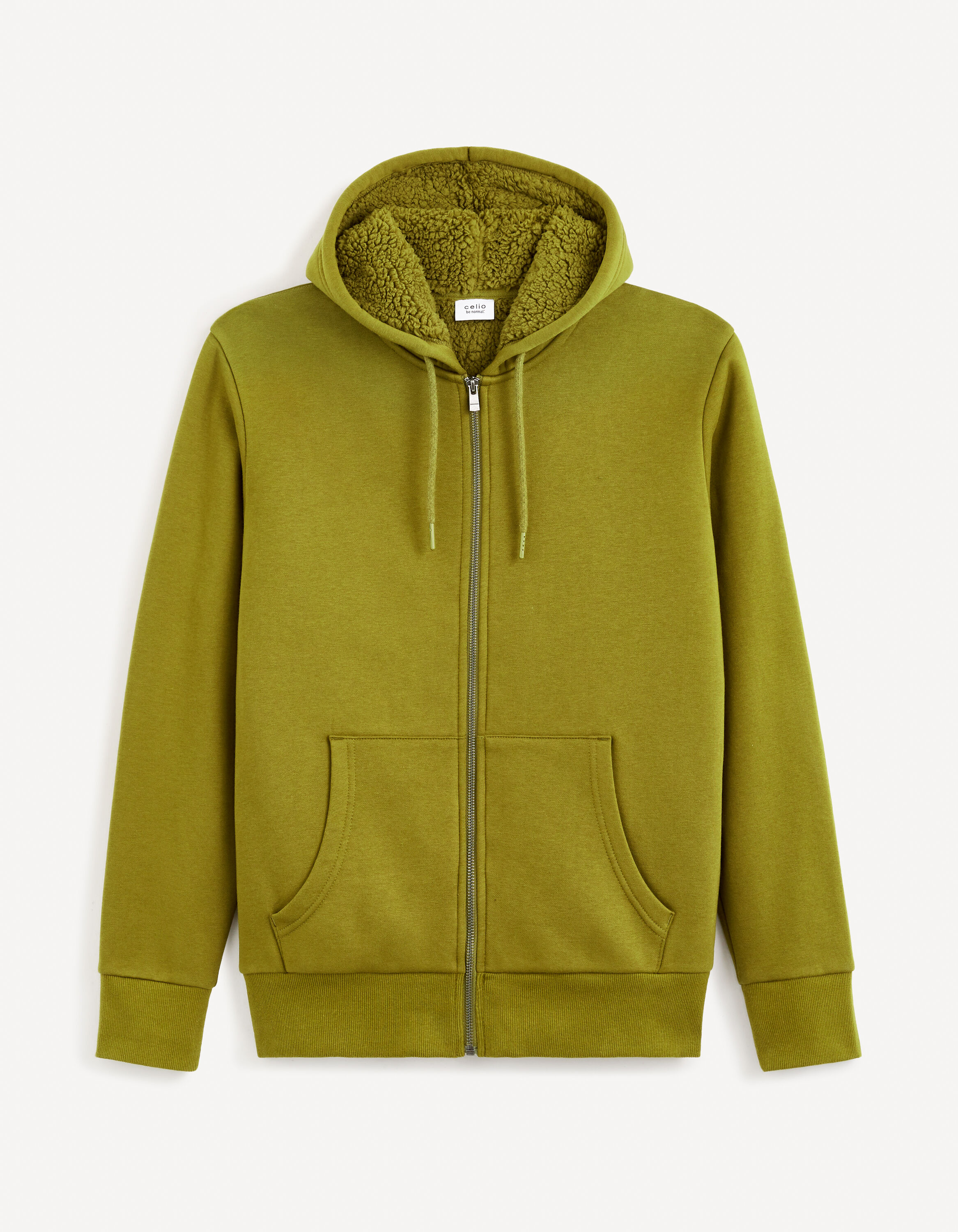 Sweat zipp&eacute; &agrave; capuche sherpa coton m&eacute;lang&eacute; - marron