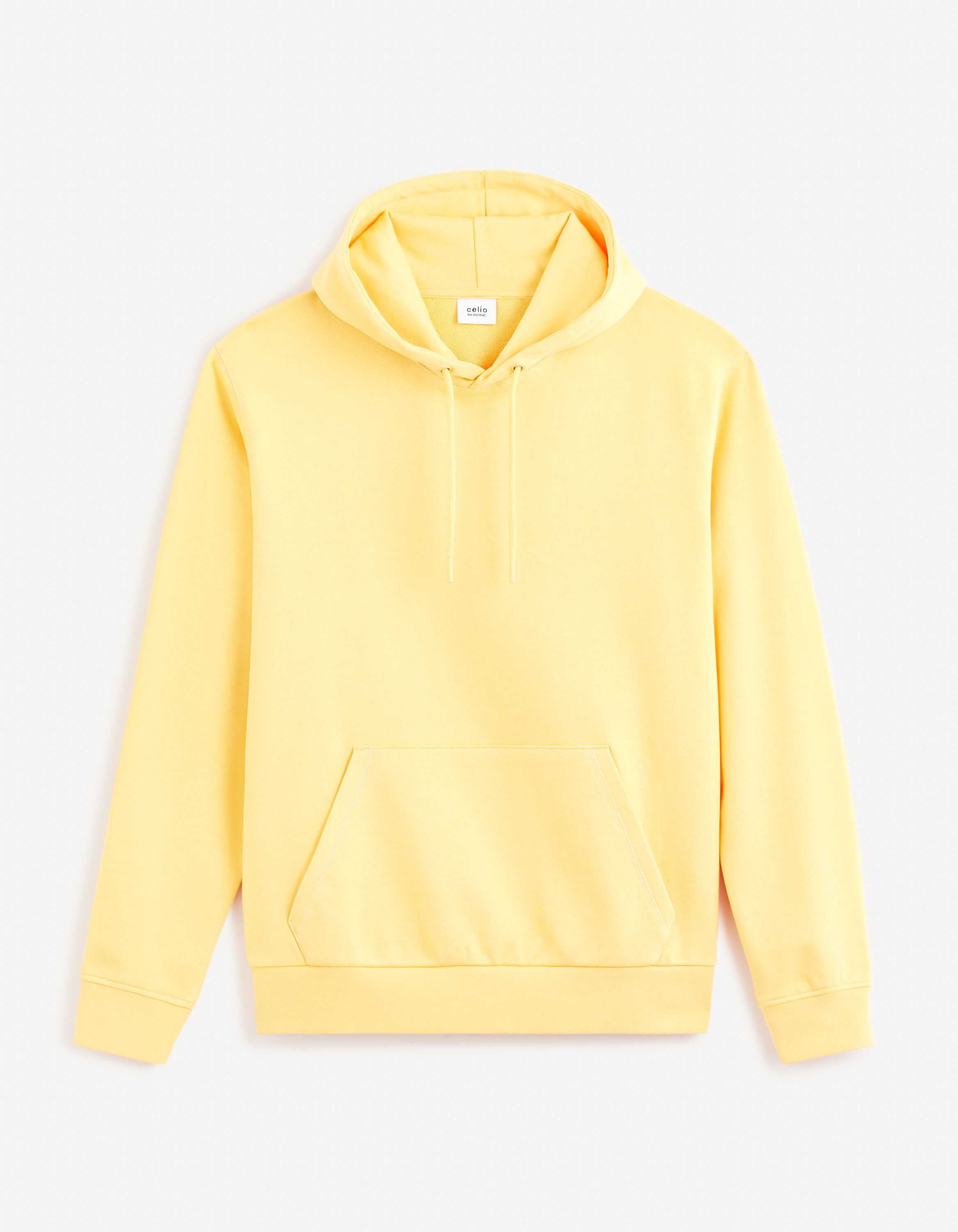 Sweat &agrave; capuche 100% coton - jaune