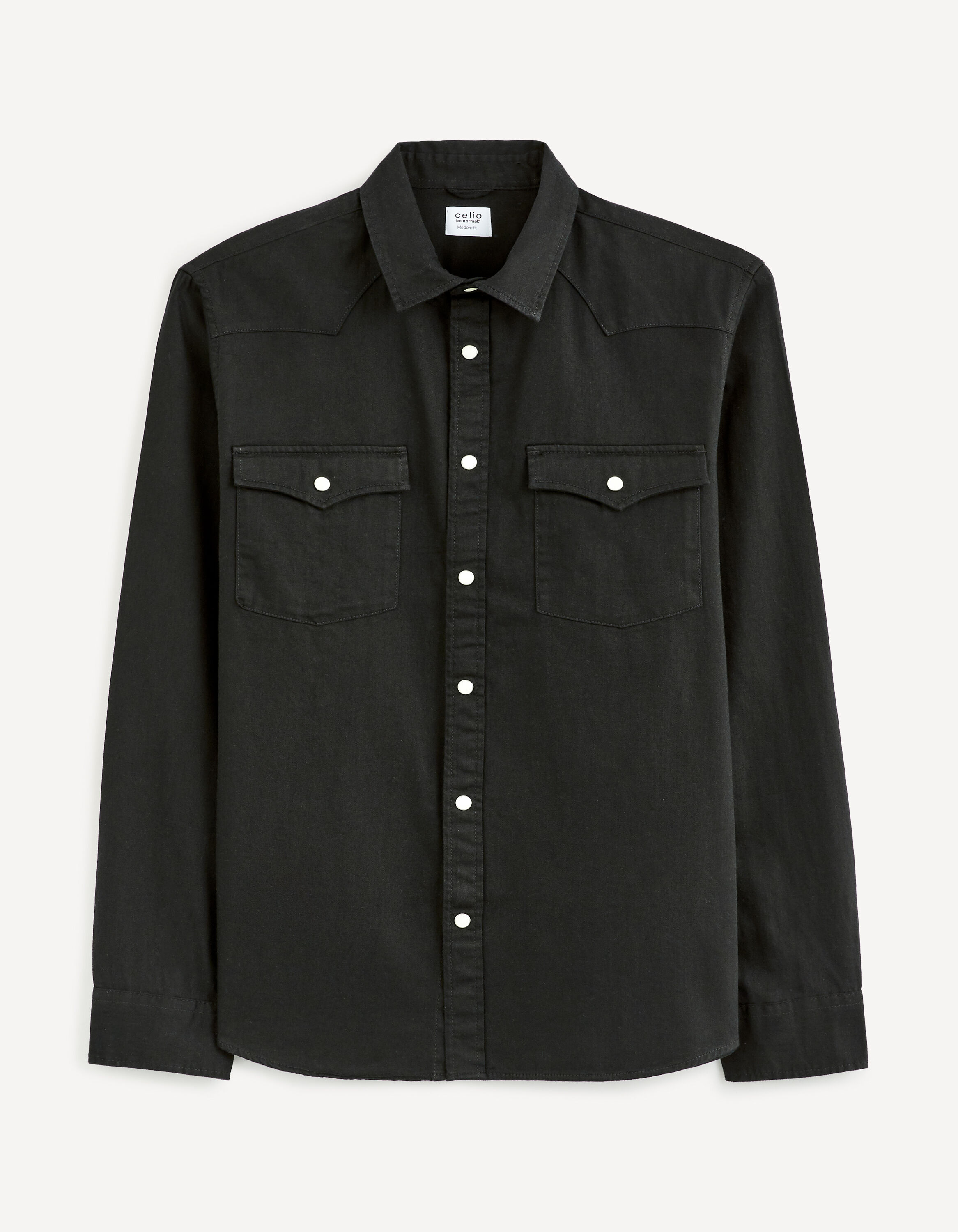 Chemise regular twill denim 100% coton - noir