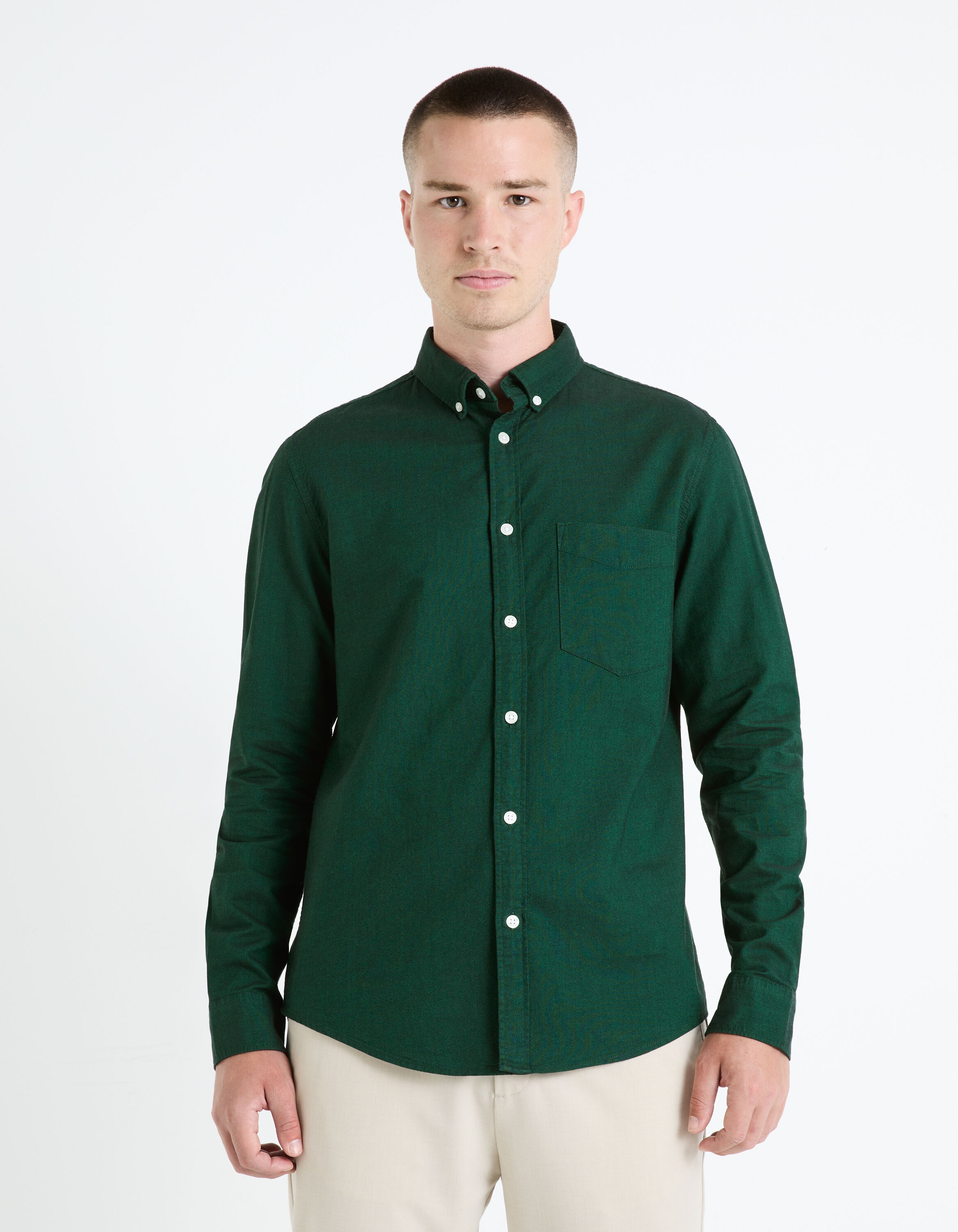 Chemise regular 100% coton oxford - vert