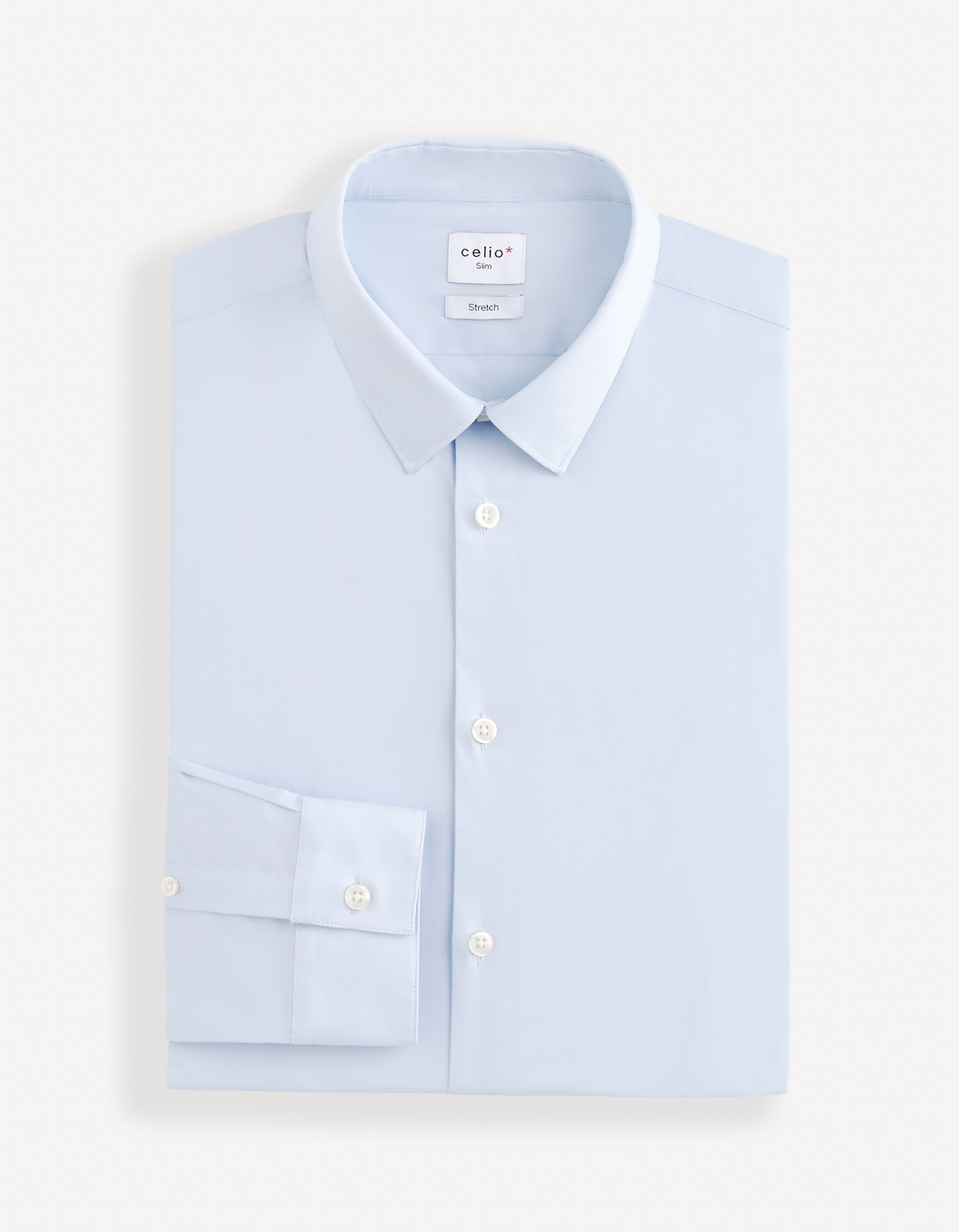 Chemise slim coton stretch - bleu clair