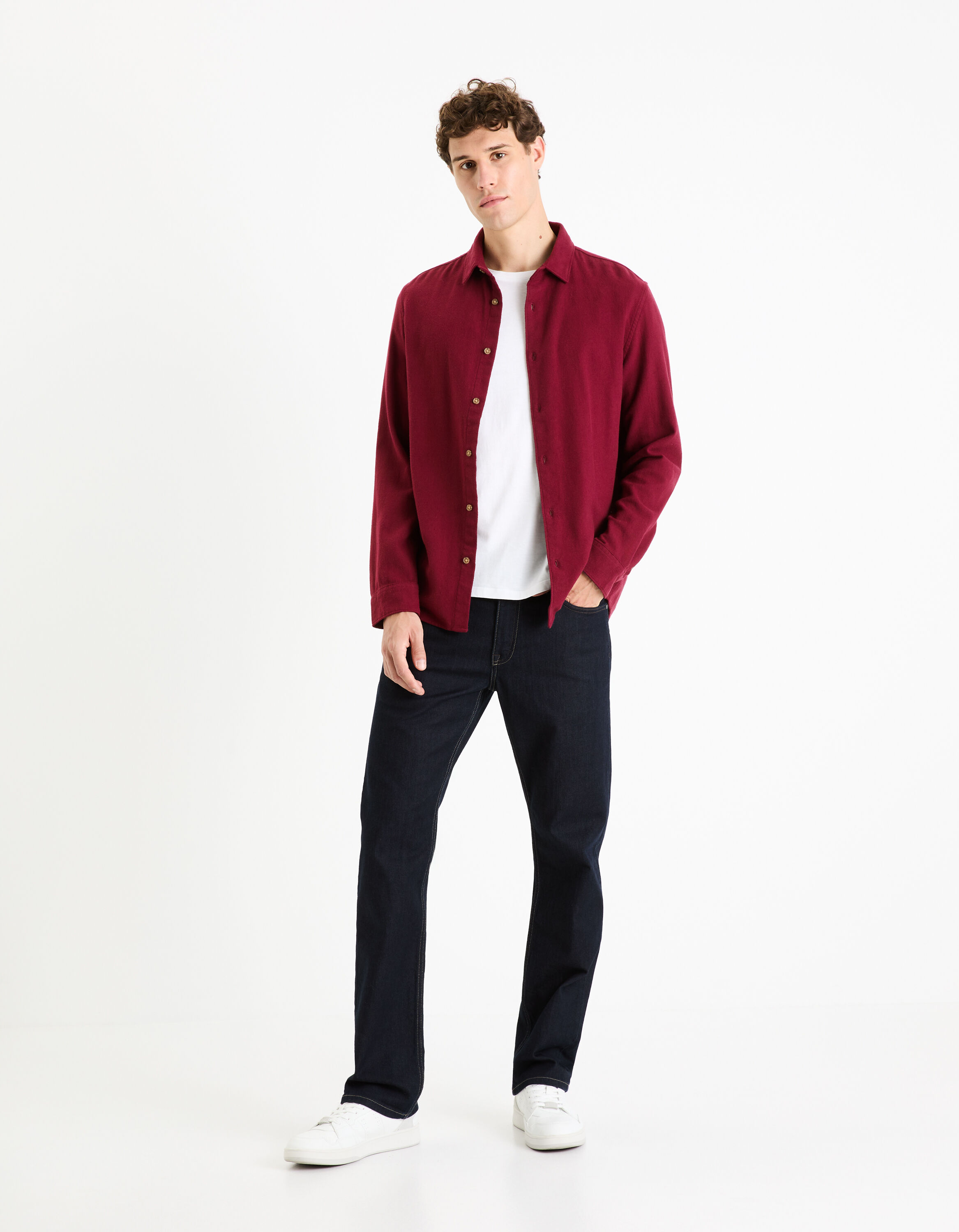 Chemise regular 100% coton - bordeaux