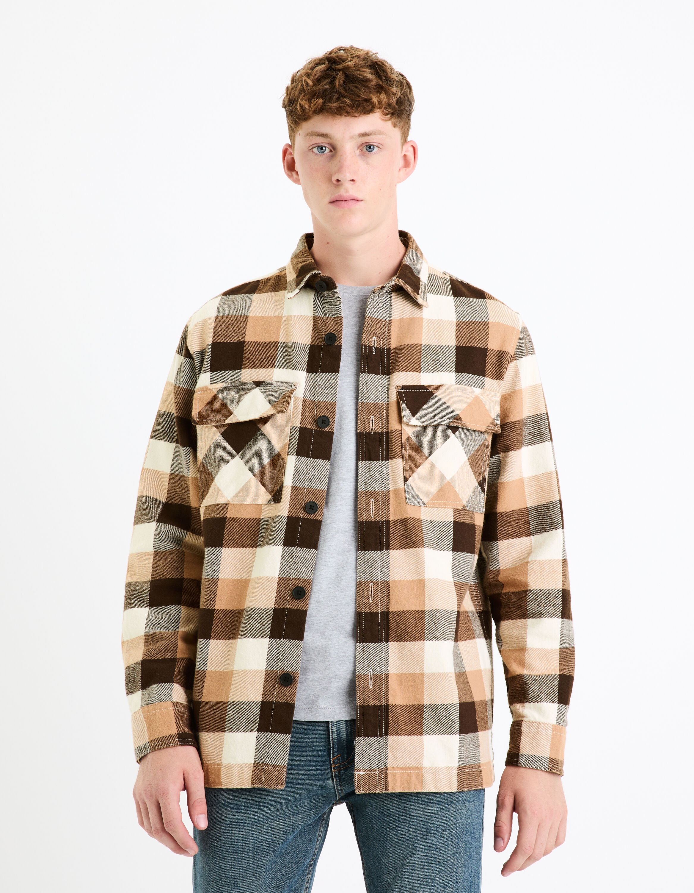 Surchemise oversize 100% coton - marron