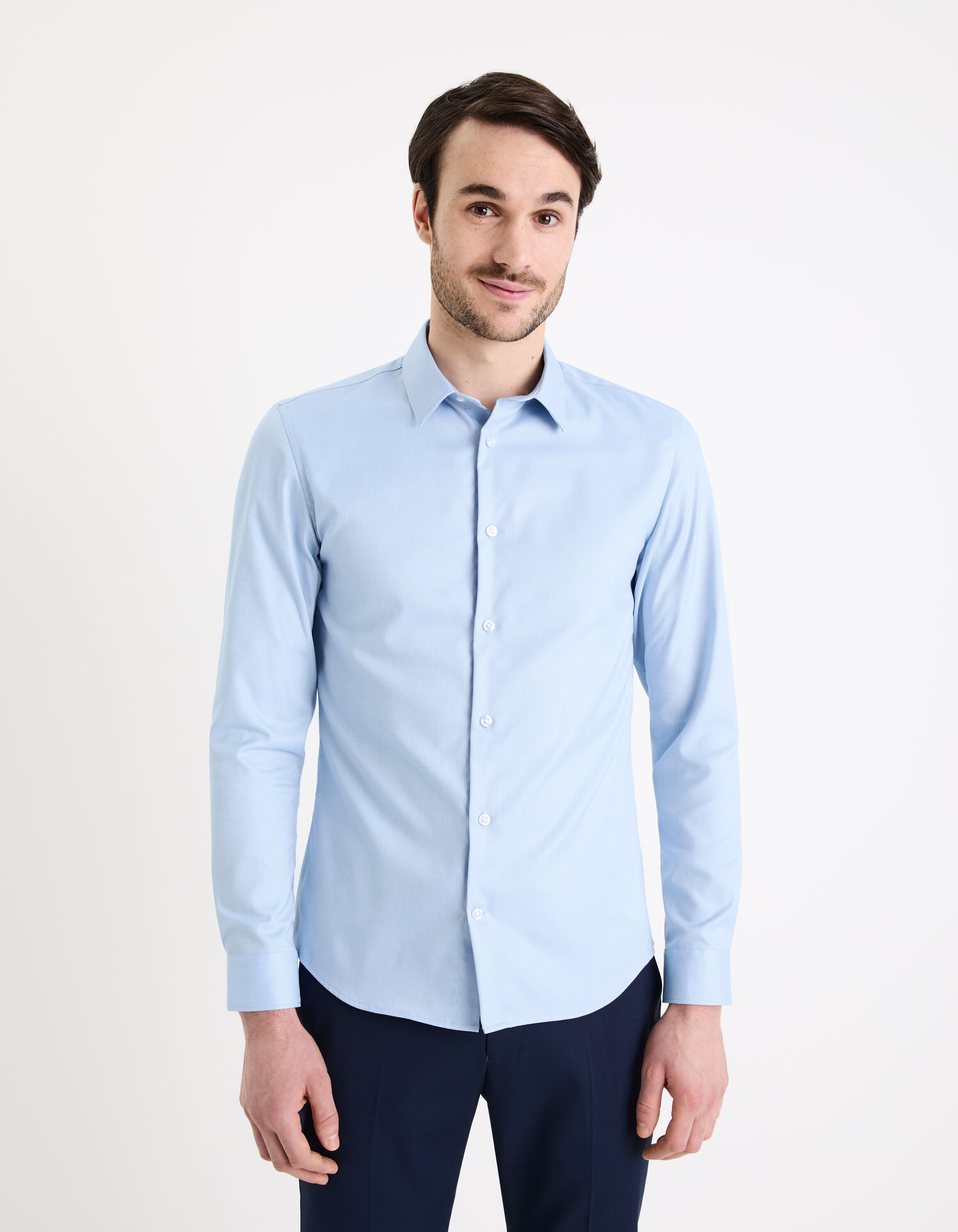 Chemise slim 100% coton oxford - bleu