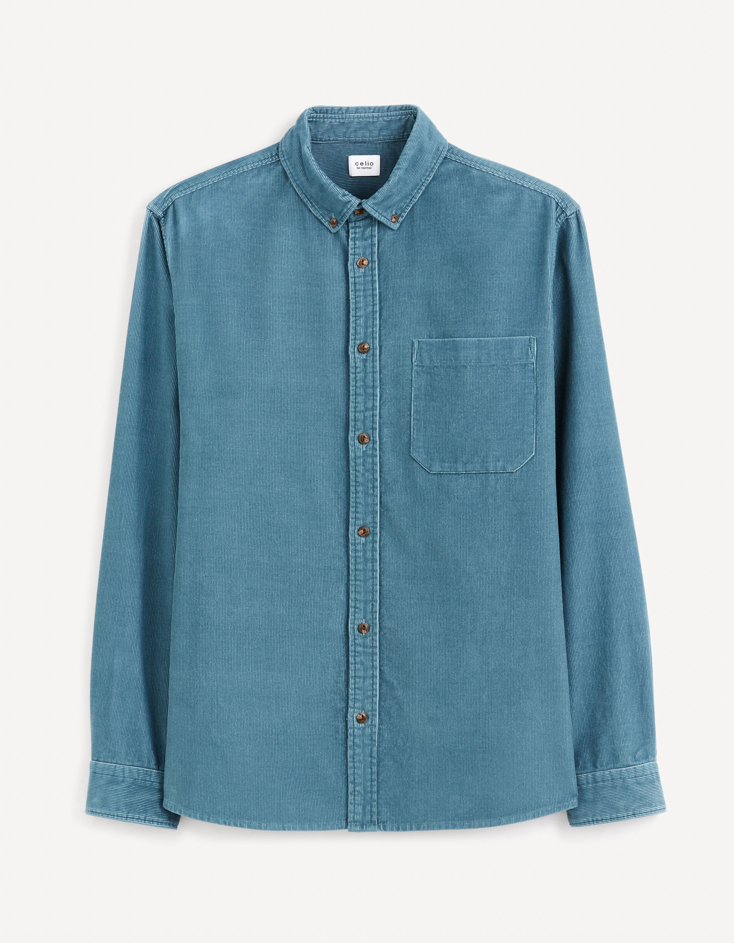 Chemise regular 100% coton velours - bleu