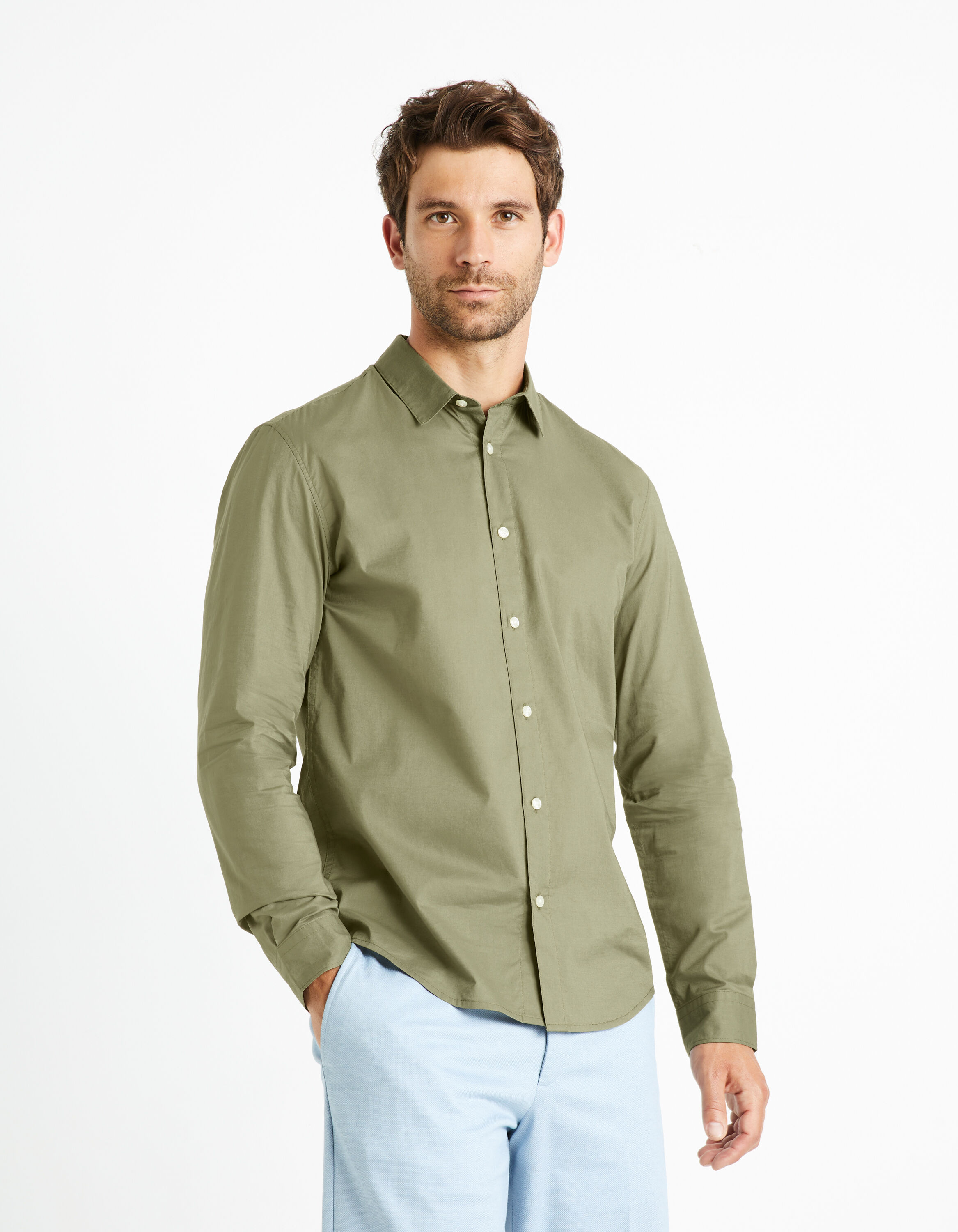 Chemise regular 100% coton - vert