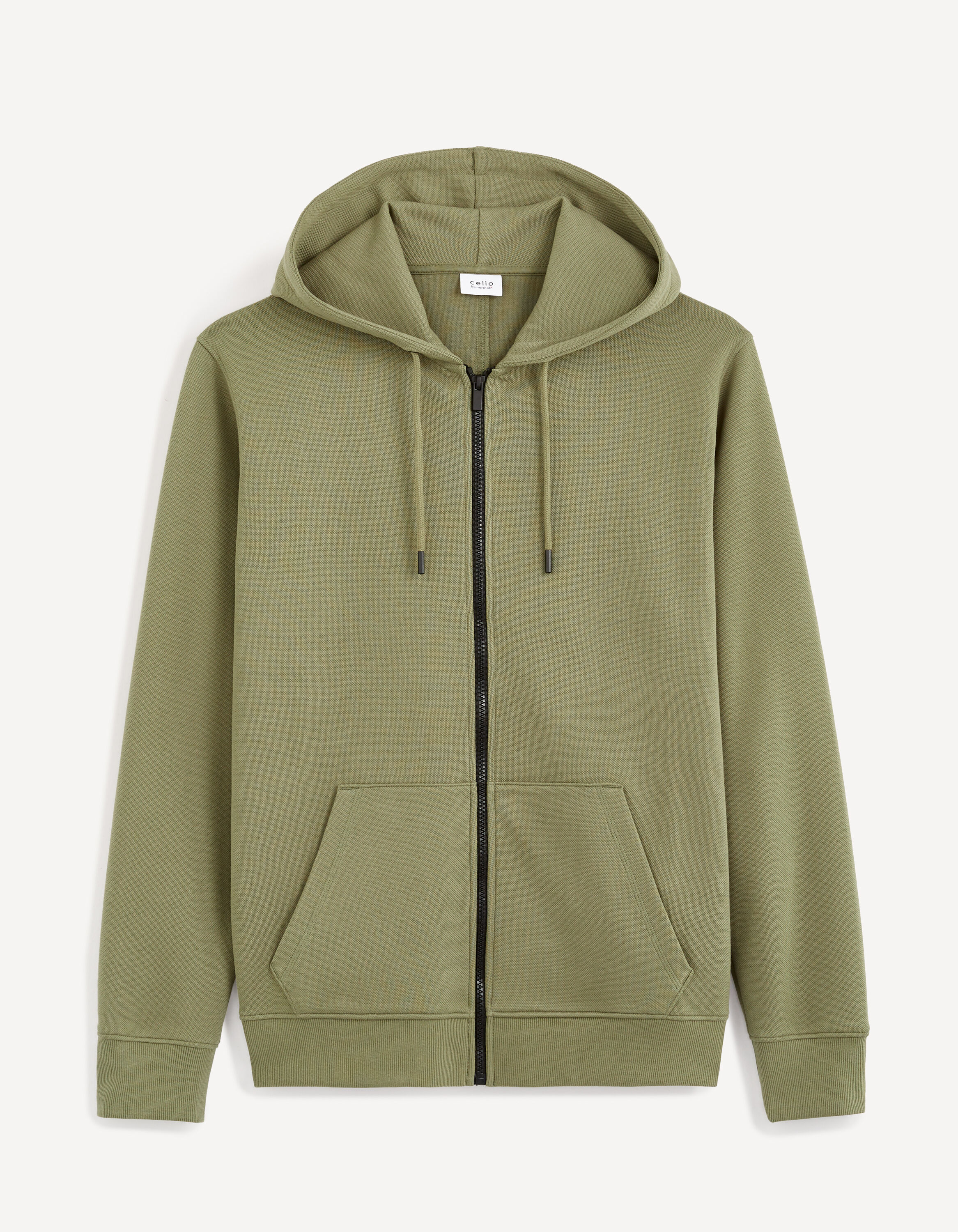 Sweat &agrave; capuche en coton m&eacute;lang&eacute; - kaki