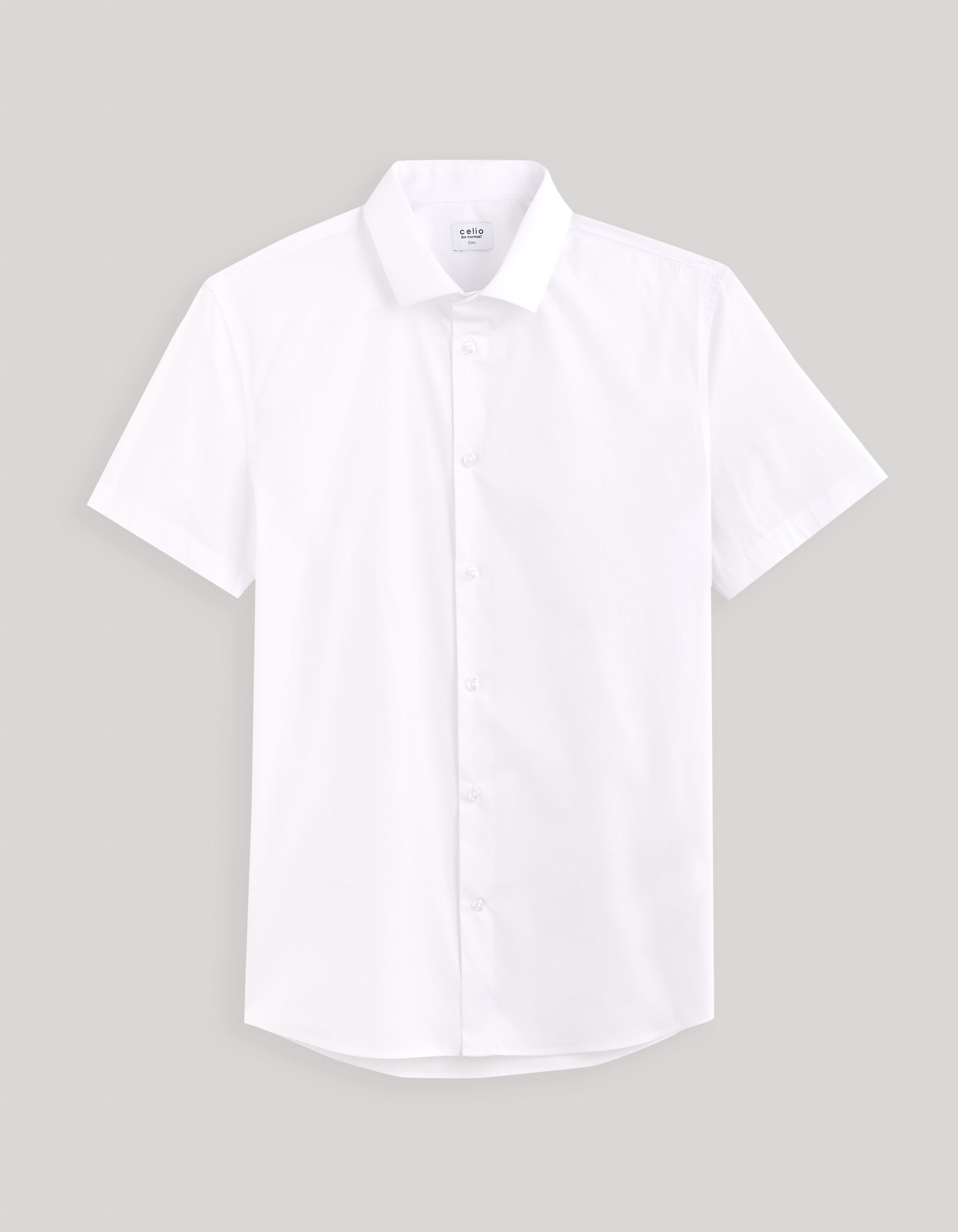 Chemise slim coton m&eacute;lang&eacute; - blanc