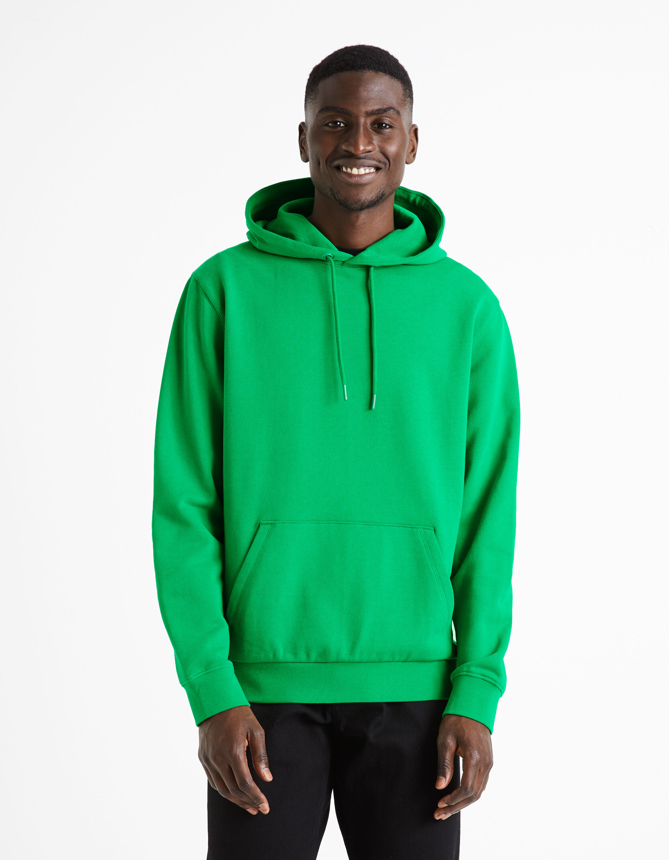 Sweat &agrave; capuche 100% coton - vert