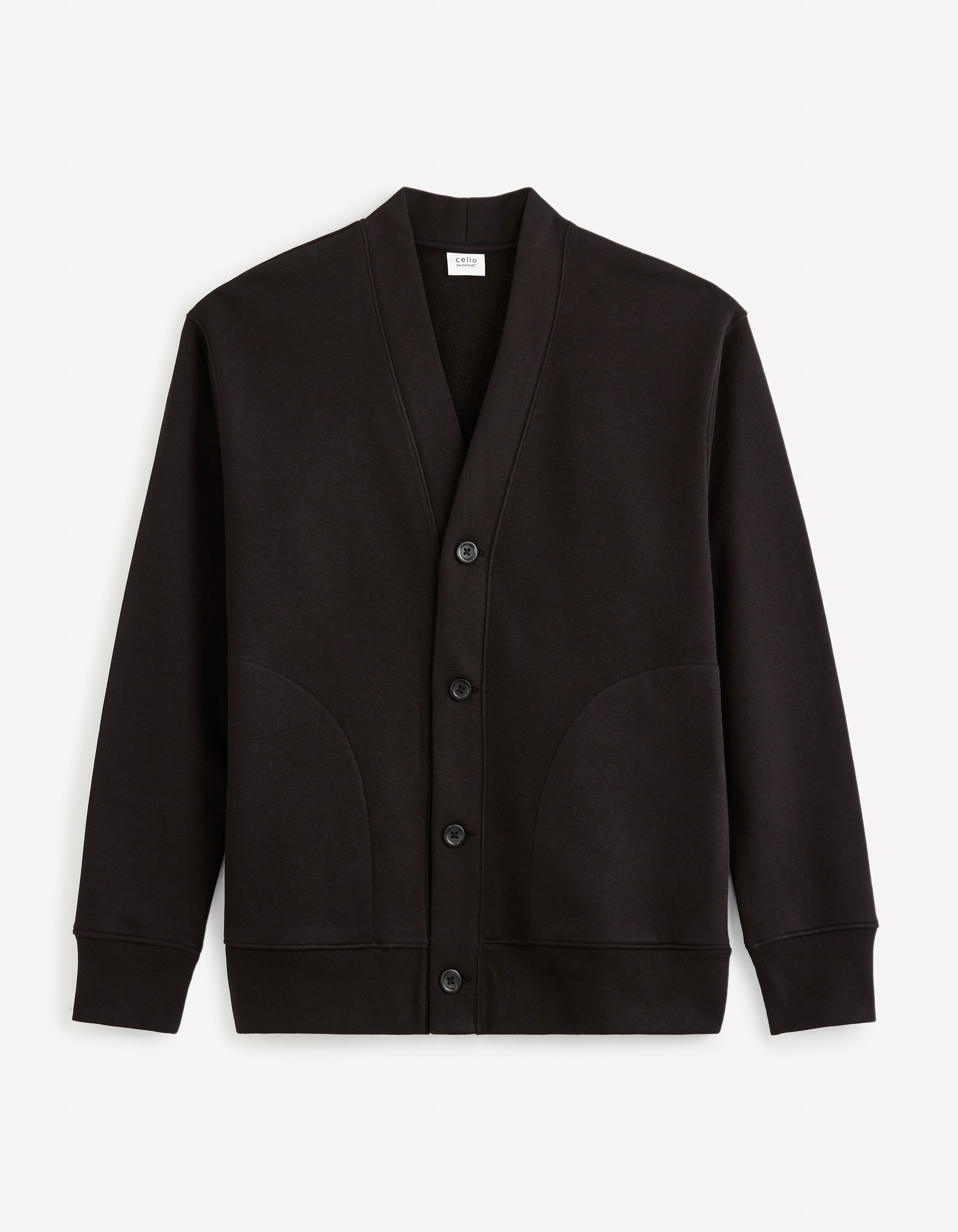 Cardigan coton m&eacute;lang&eacute; - noir