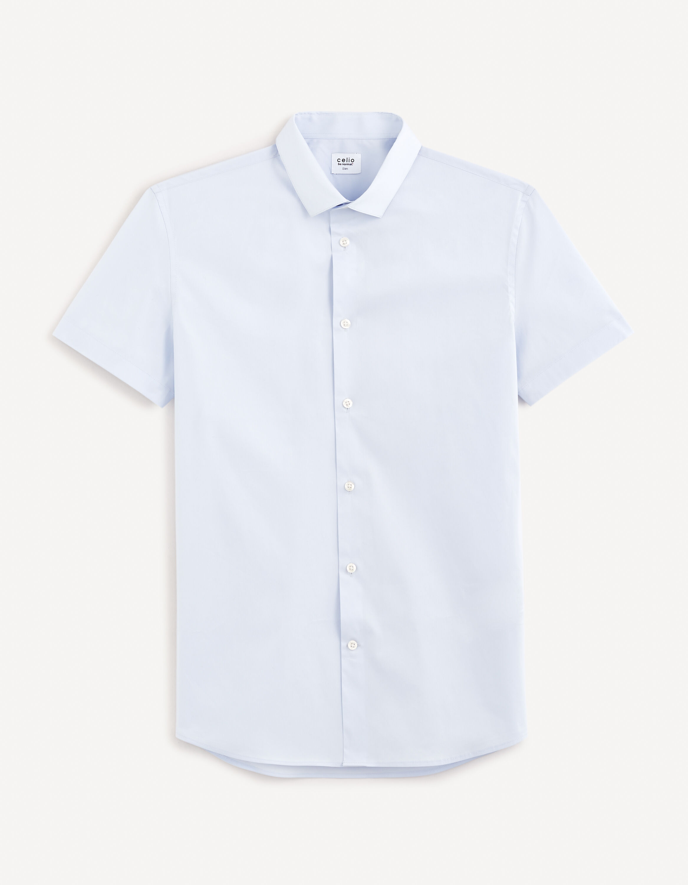 Chemise slim coton m&eacute;lang&eacute; - bleu clair