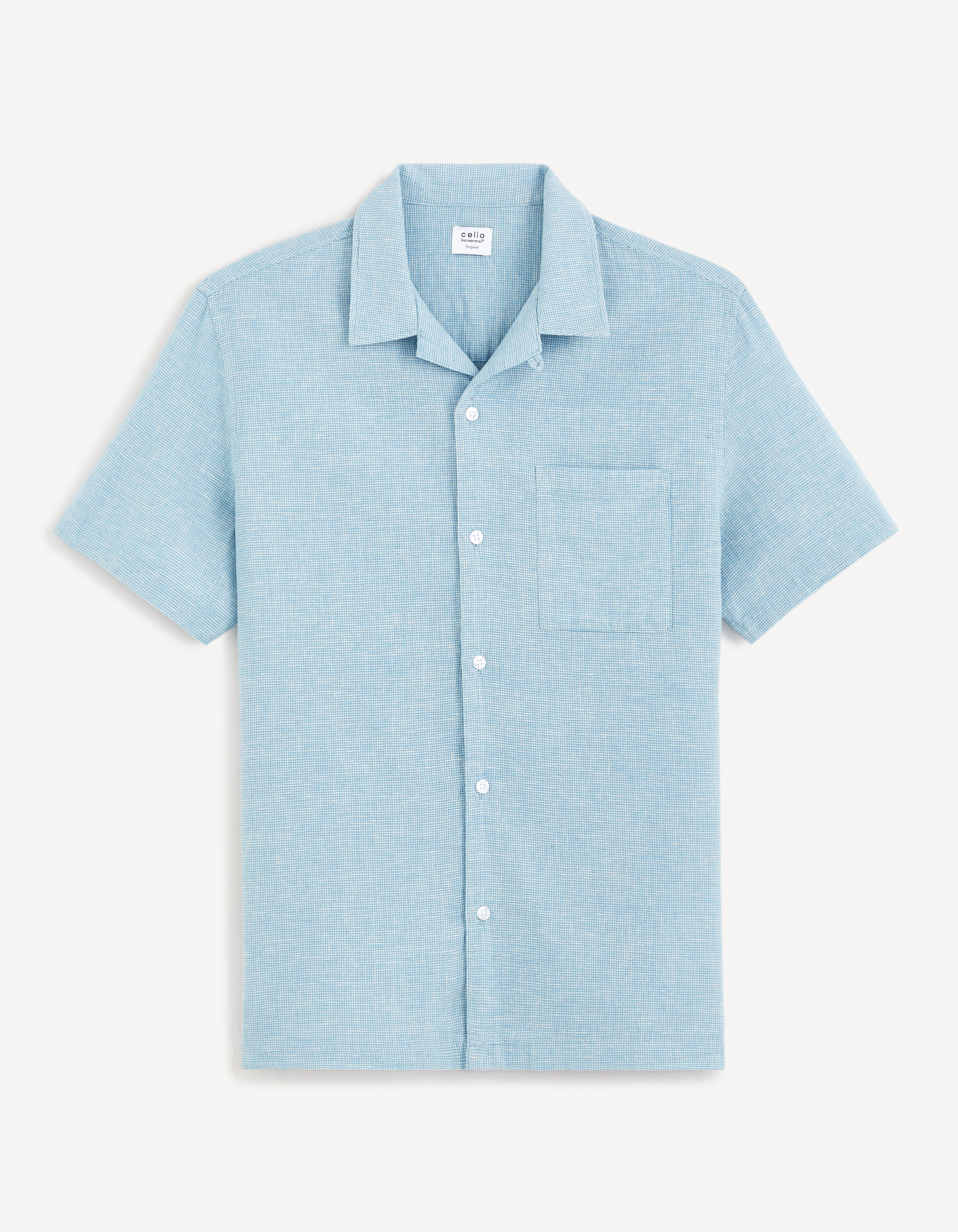 Chemise regular lin coton - bleu