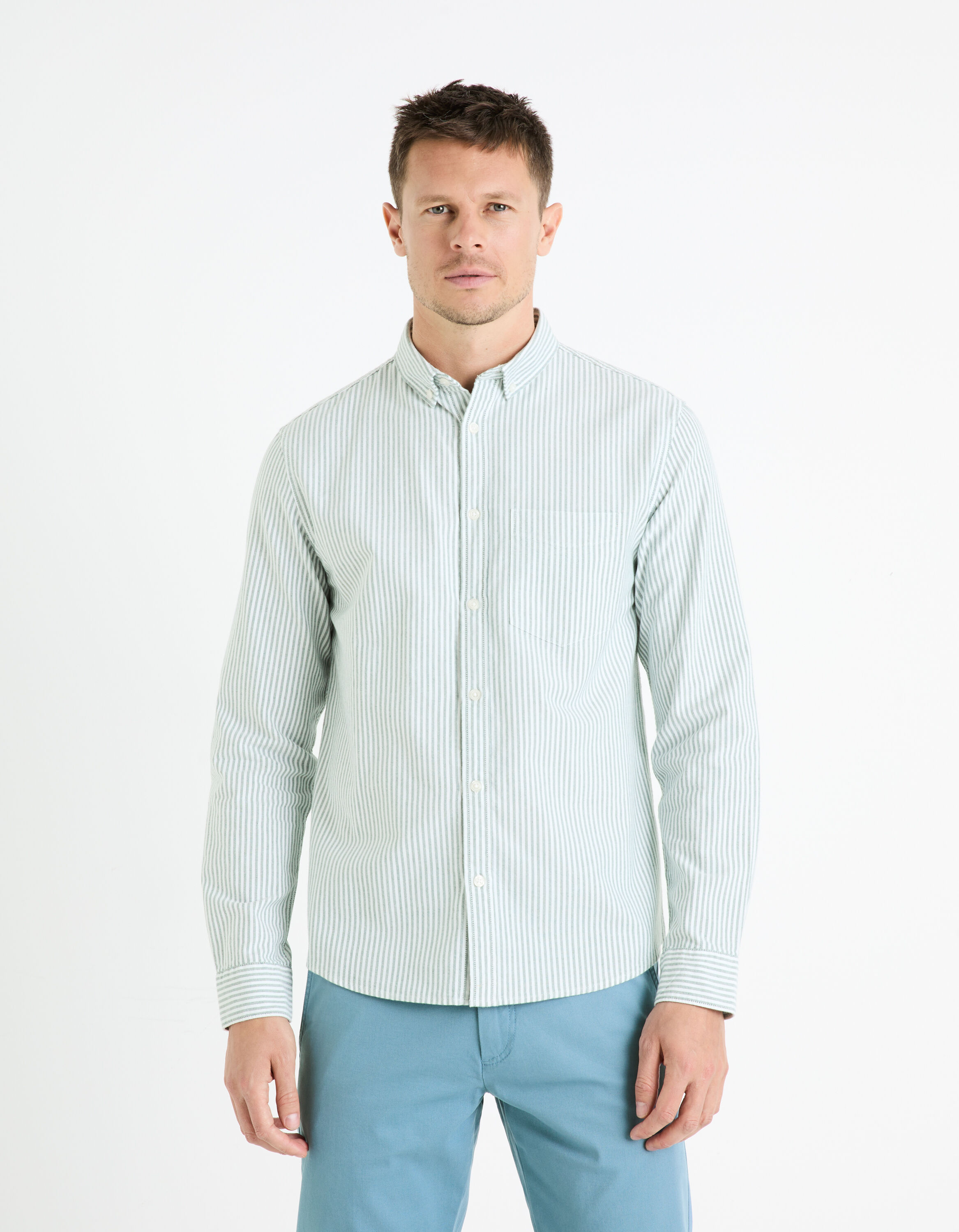 Chemise regular 100% coton oxford - vert fonc&eacute;