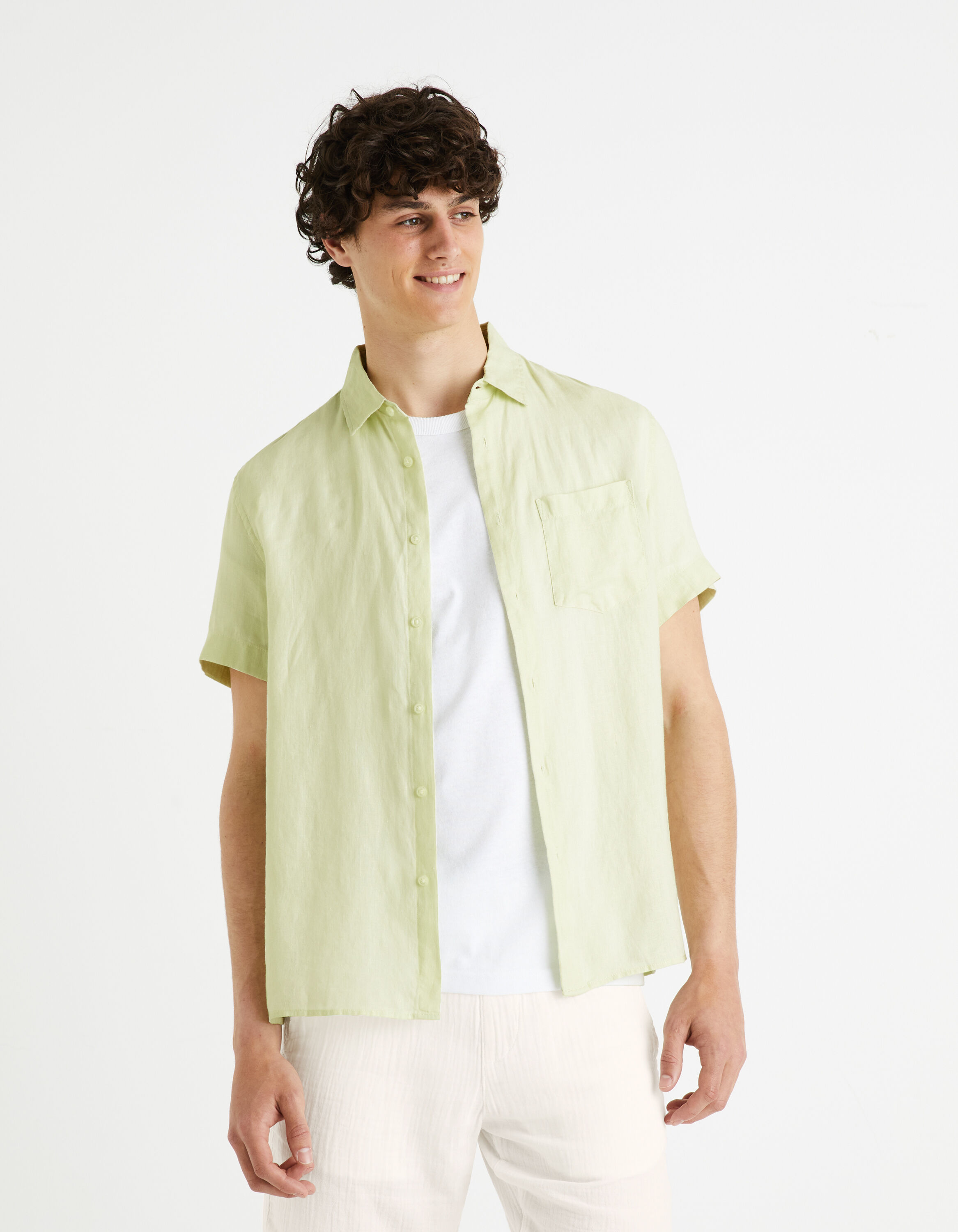 Chemise regular 100% lin - vert