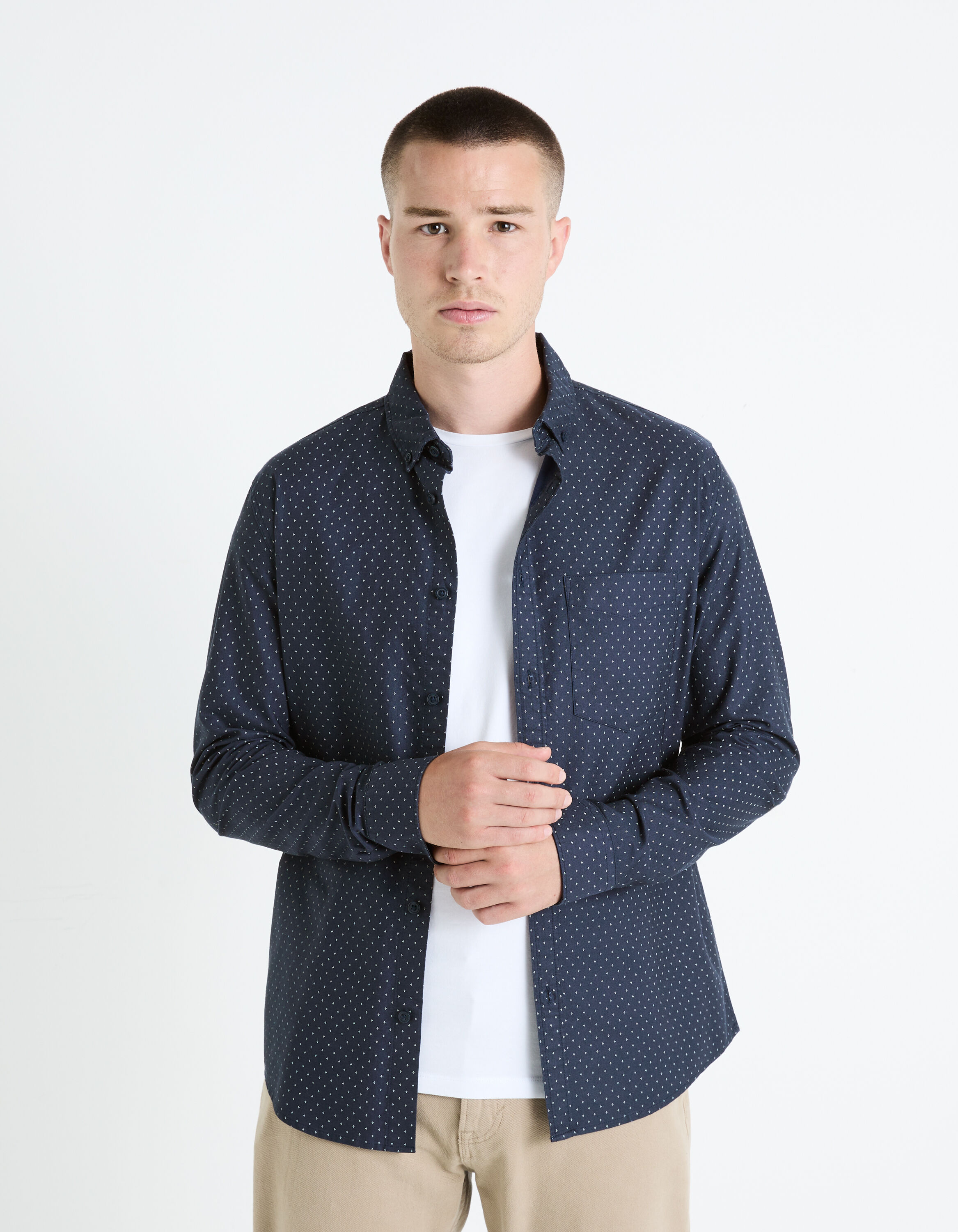 Chemise regular 100% coton - marine