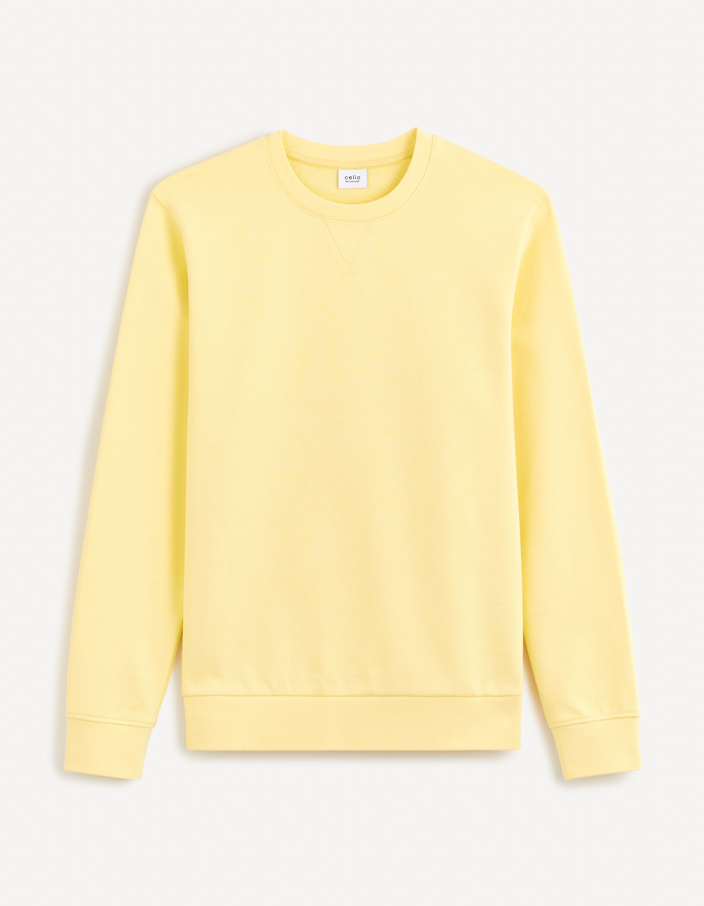 Sweat col rond 100% coton - jaune