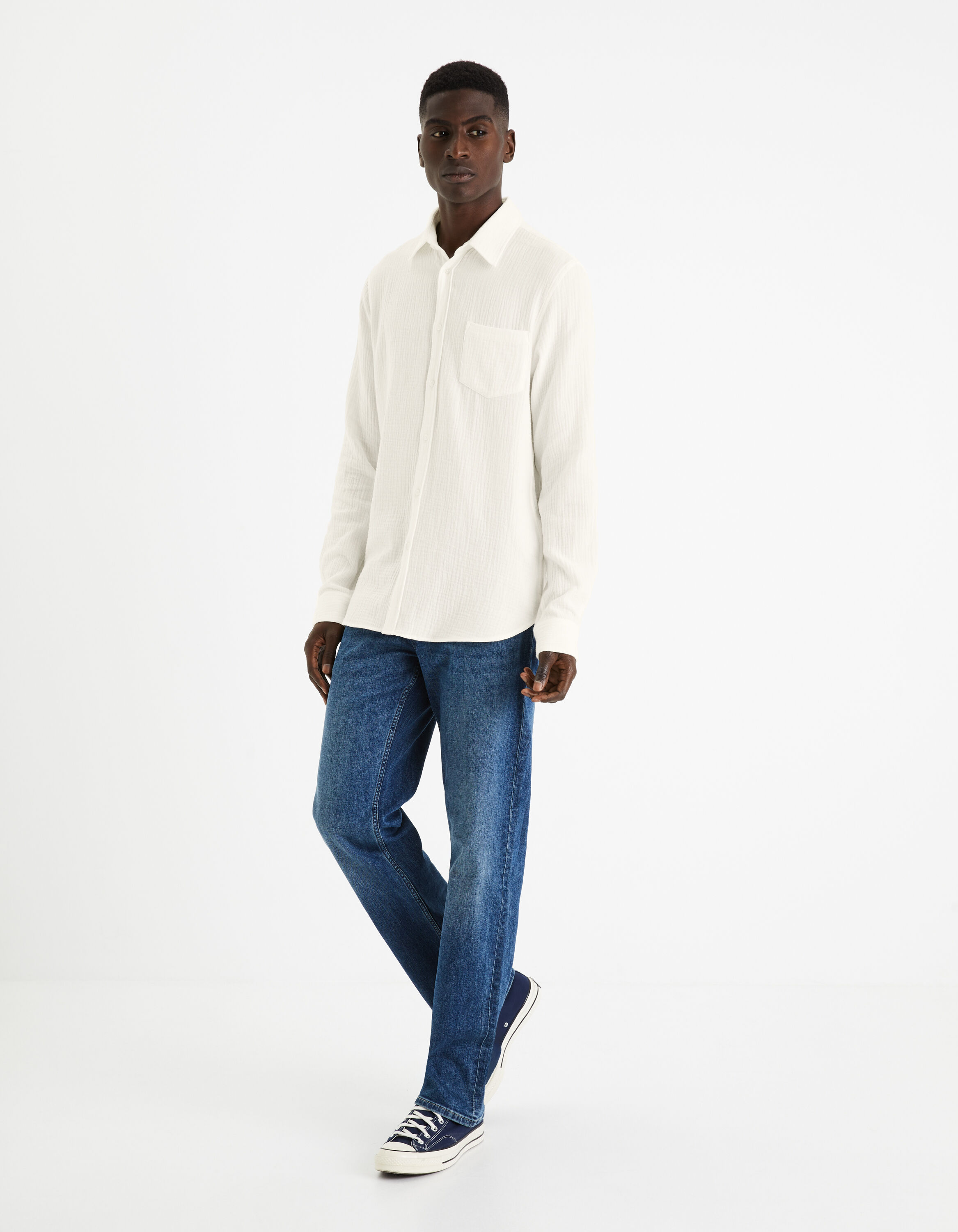 Chemise regular 100% gaze de coton - blanc