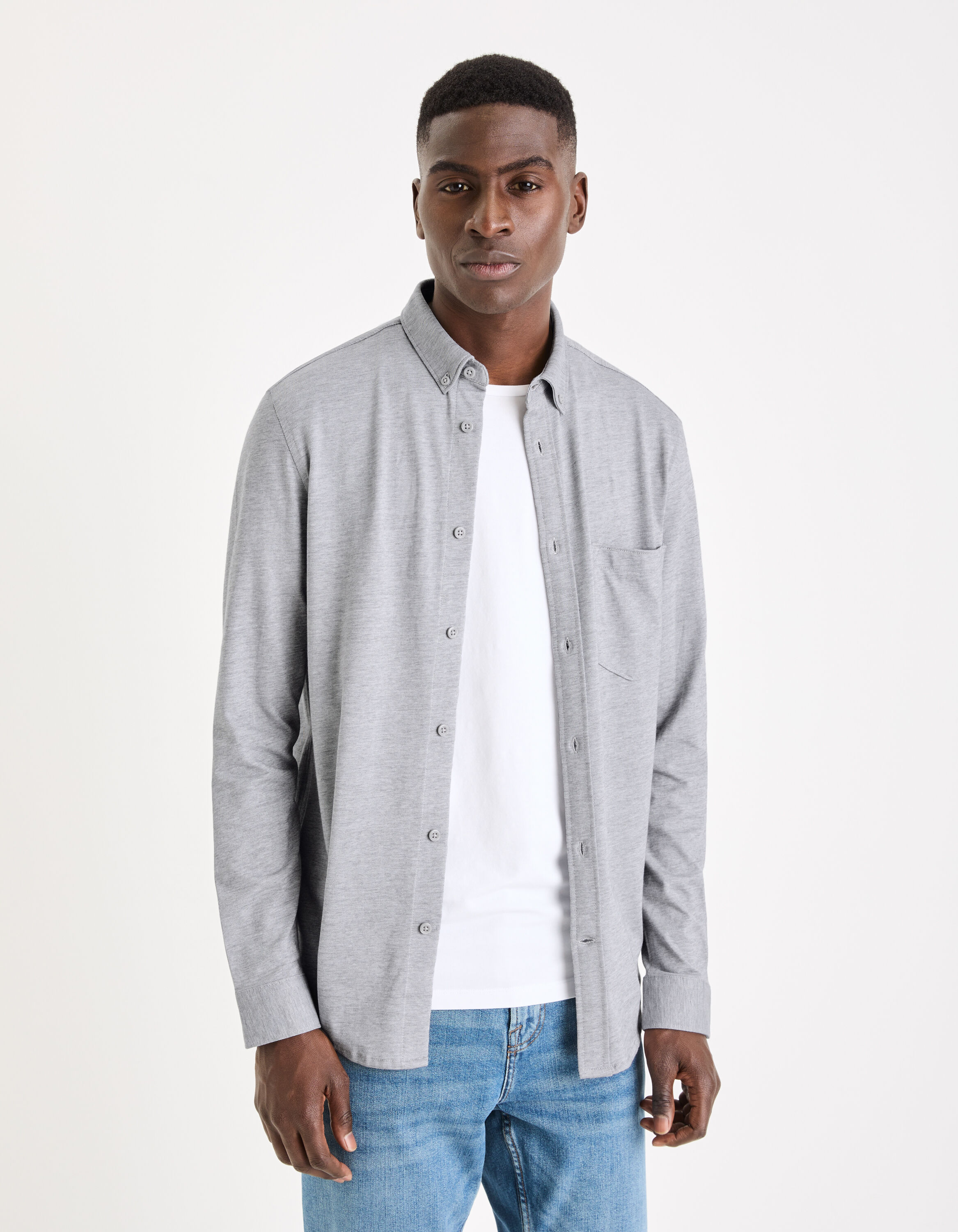 Chemise regular 100% coton - gris