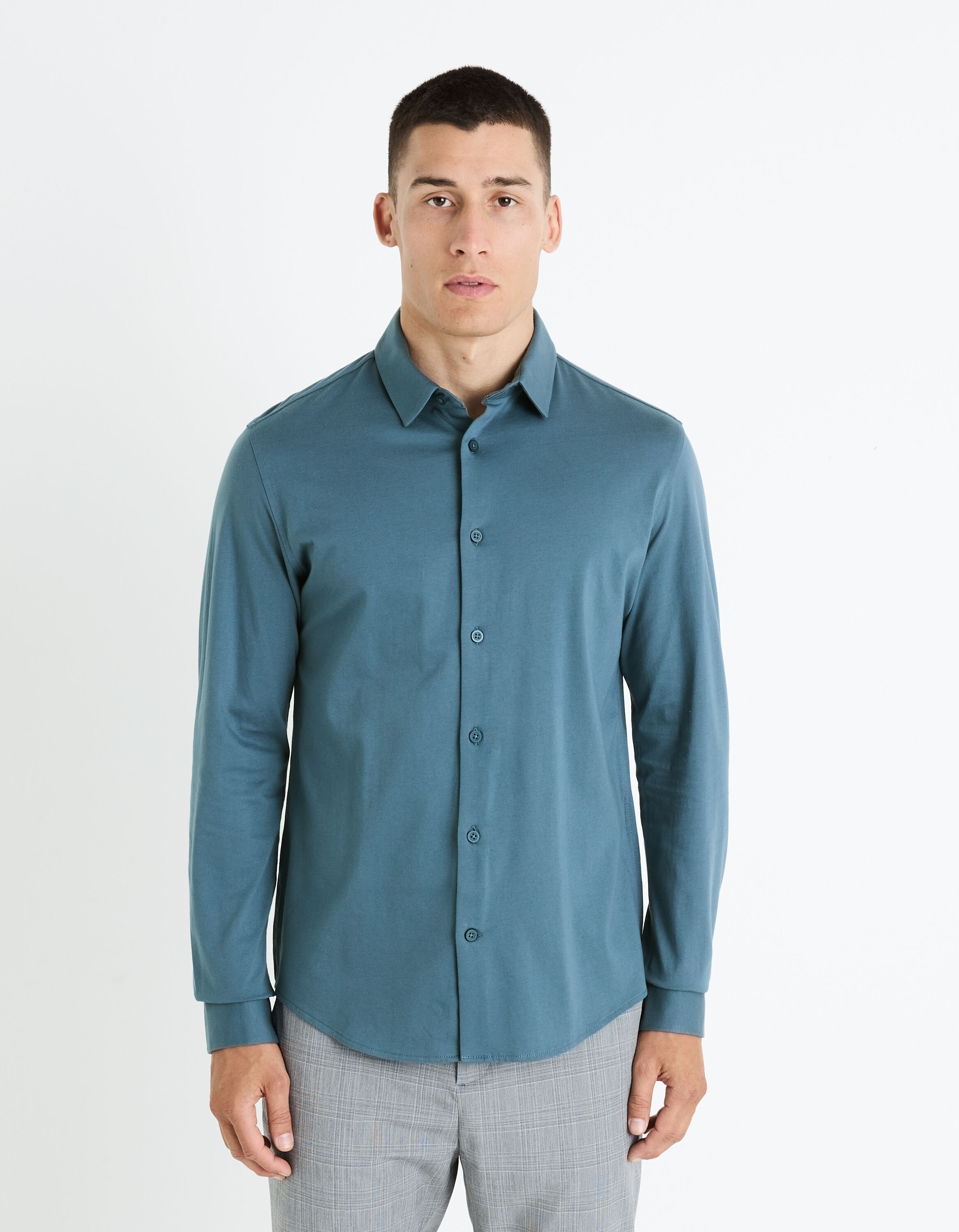 Chemise modern fit 100% coton - bleu