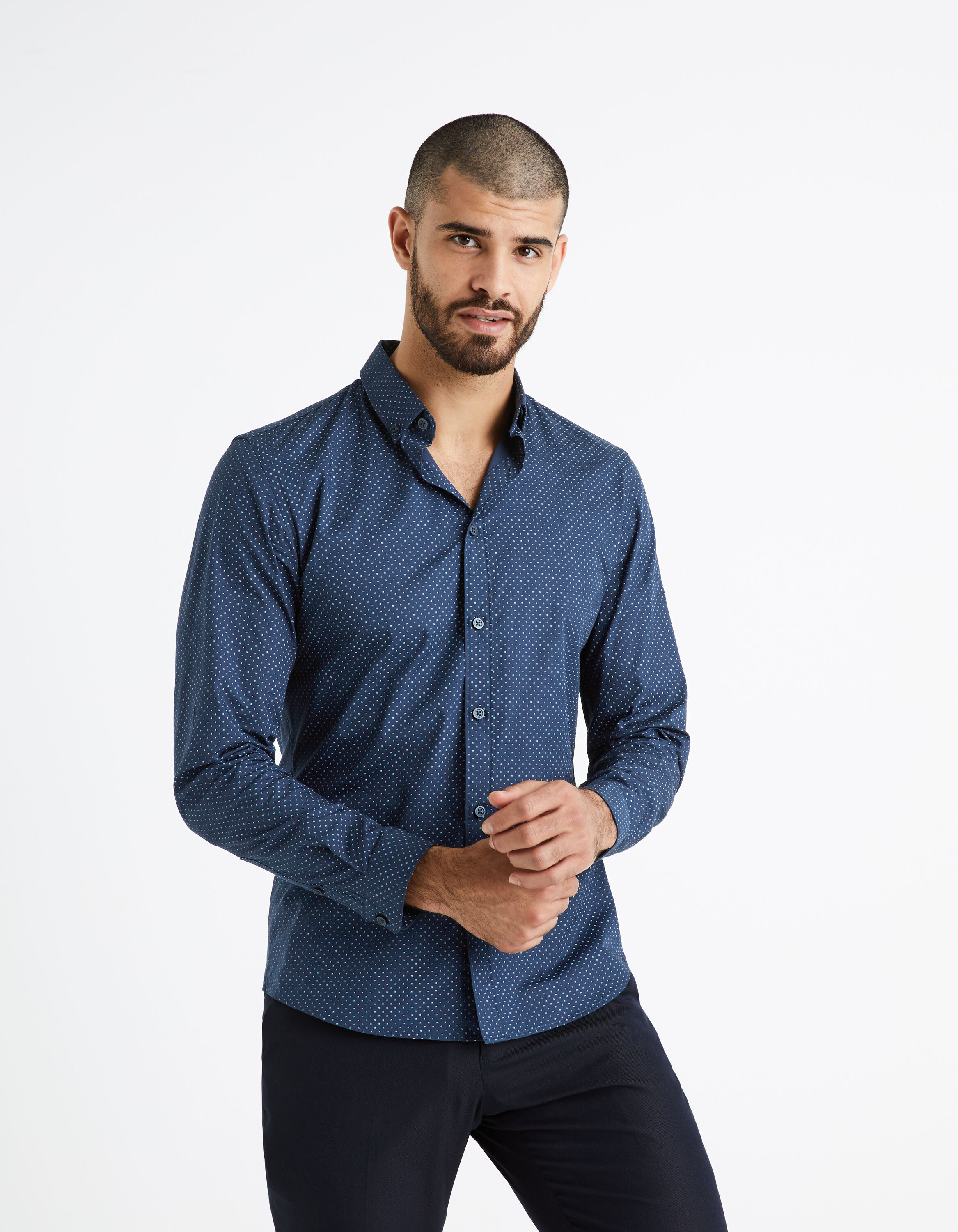 Chemise slim 100% coton - marine