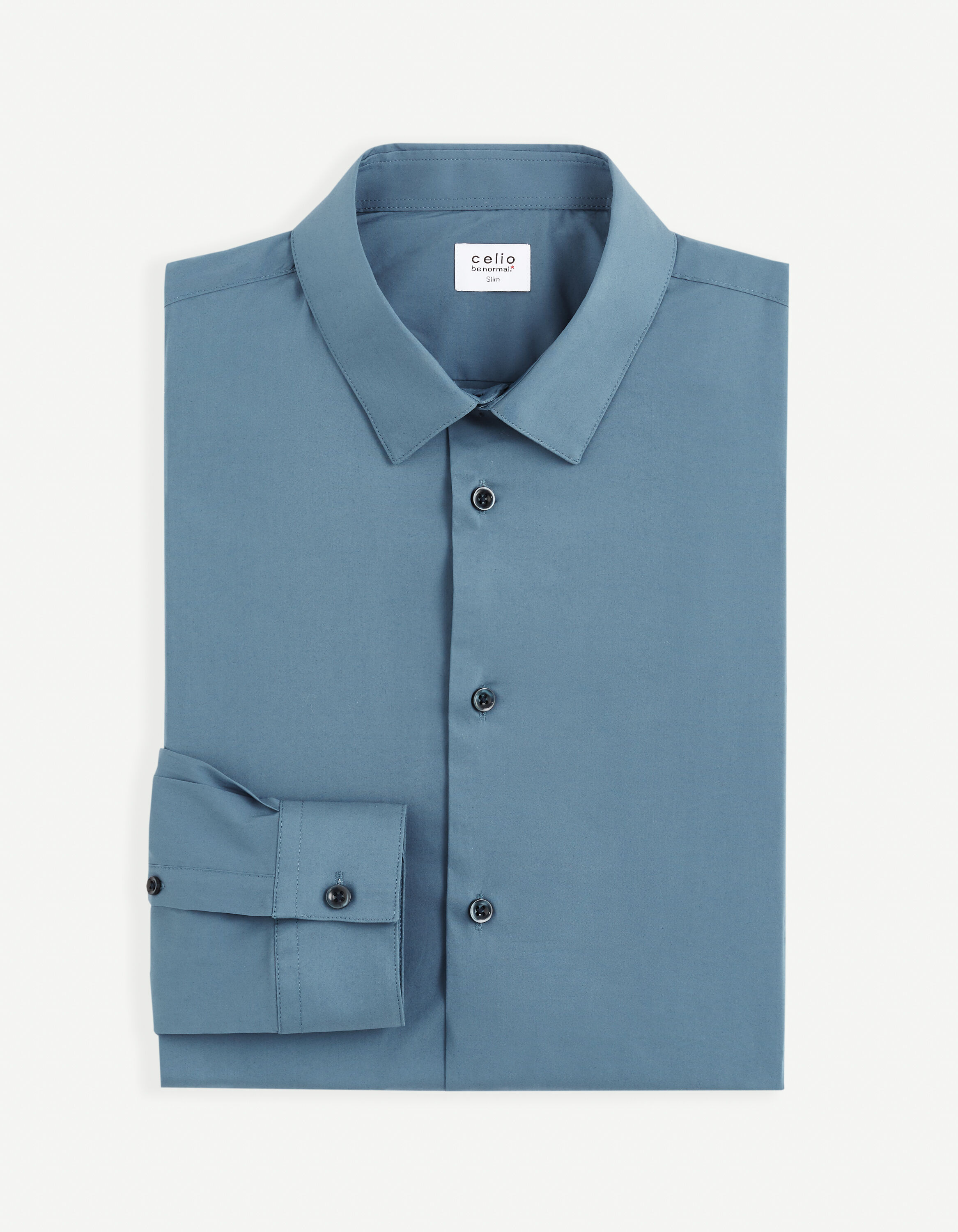 Chemise slim coton stretch - bleu