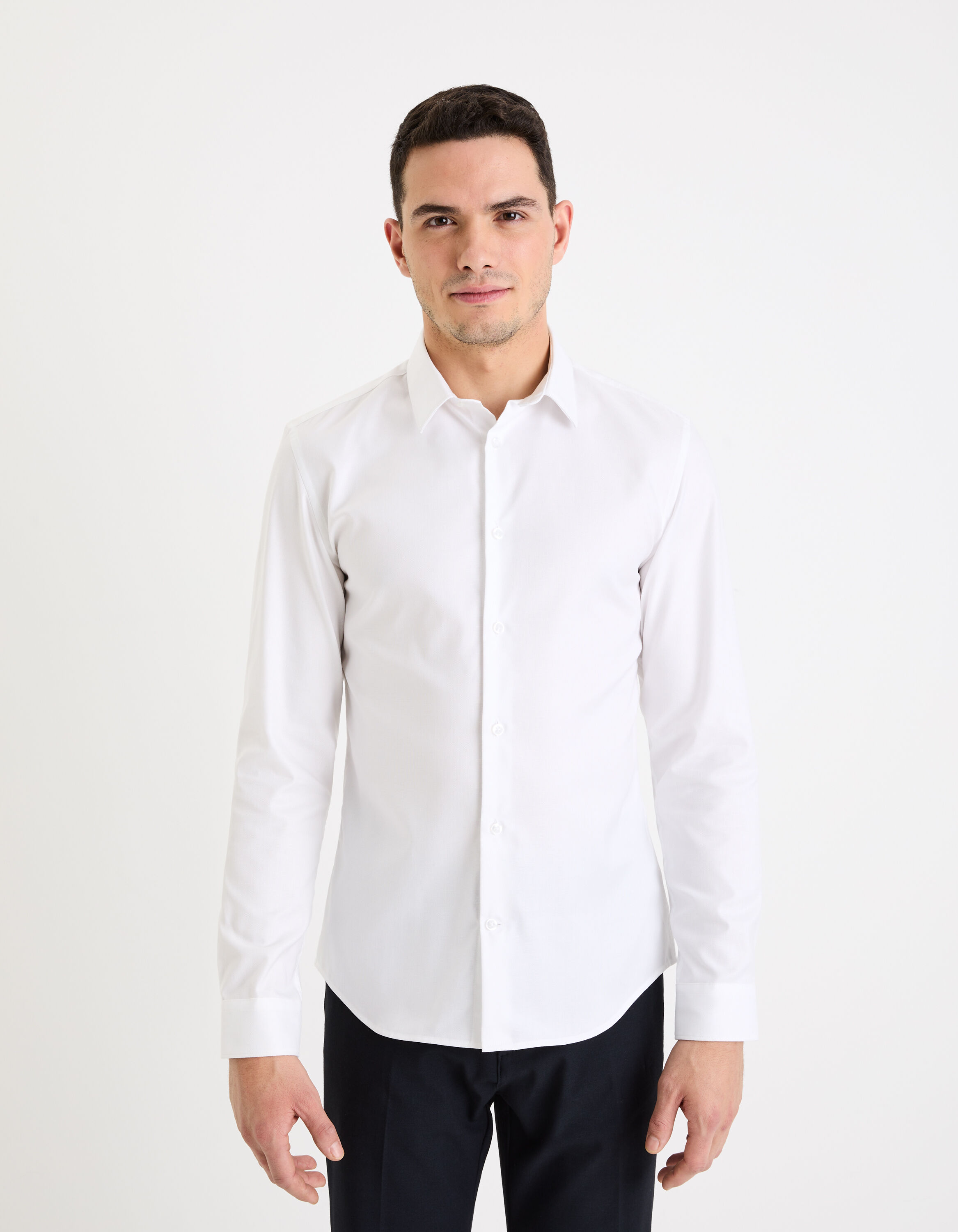 Chemise slim 100% coton oxford - blanc