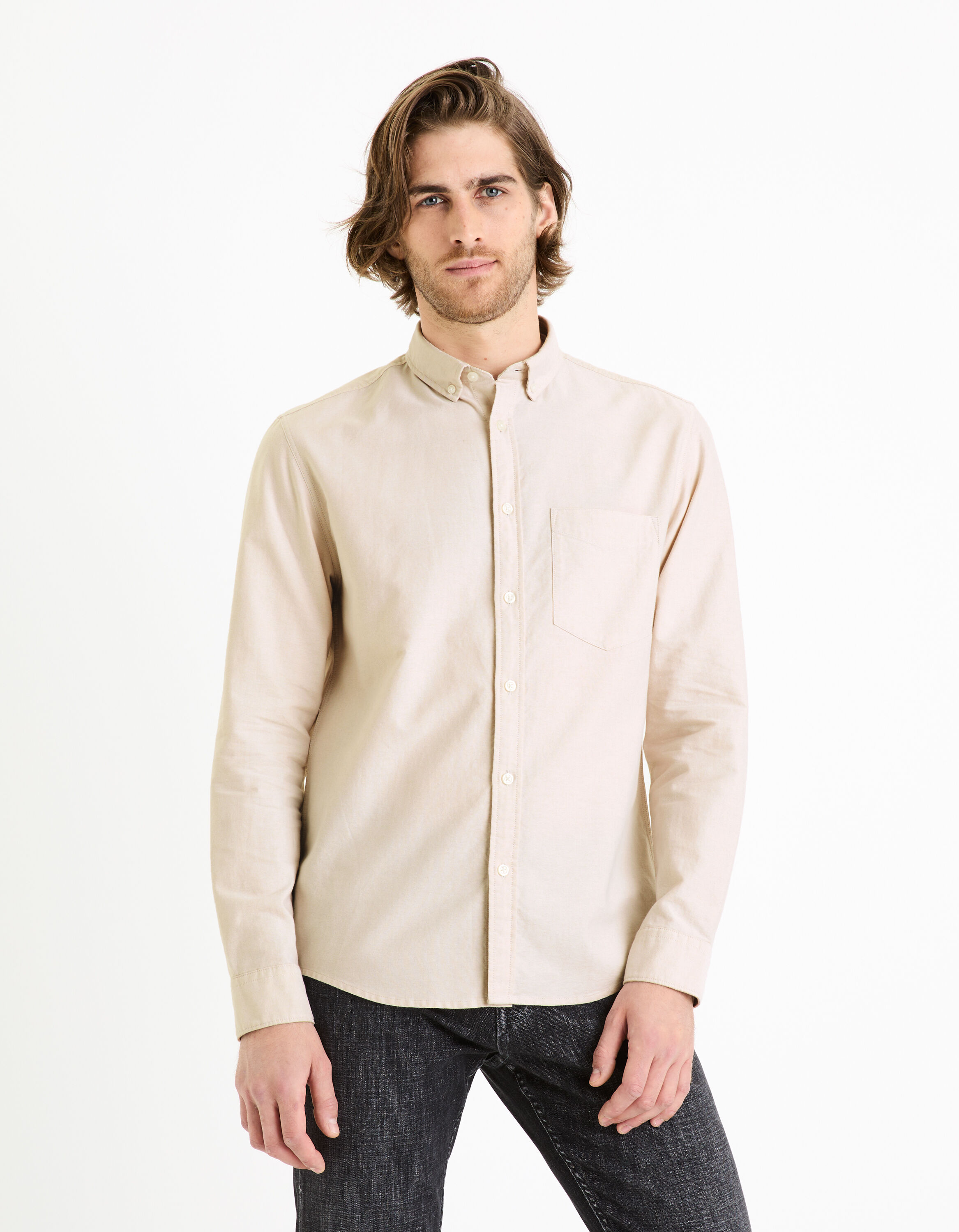 Chemise regular 100% coton oxford - beige