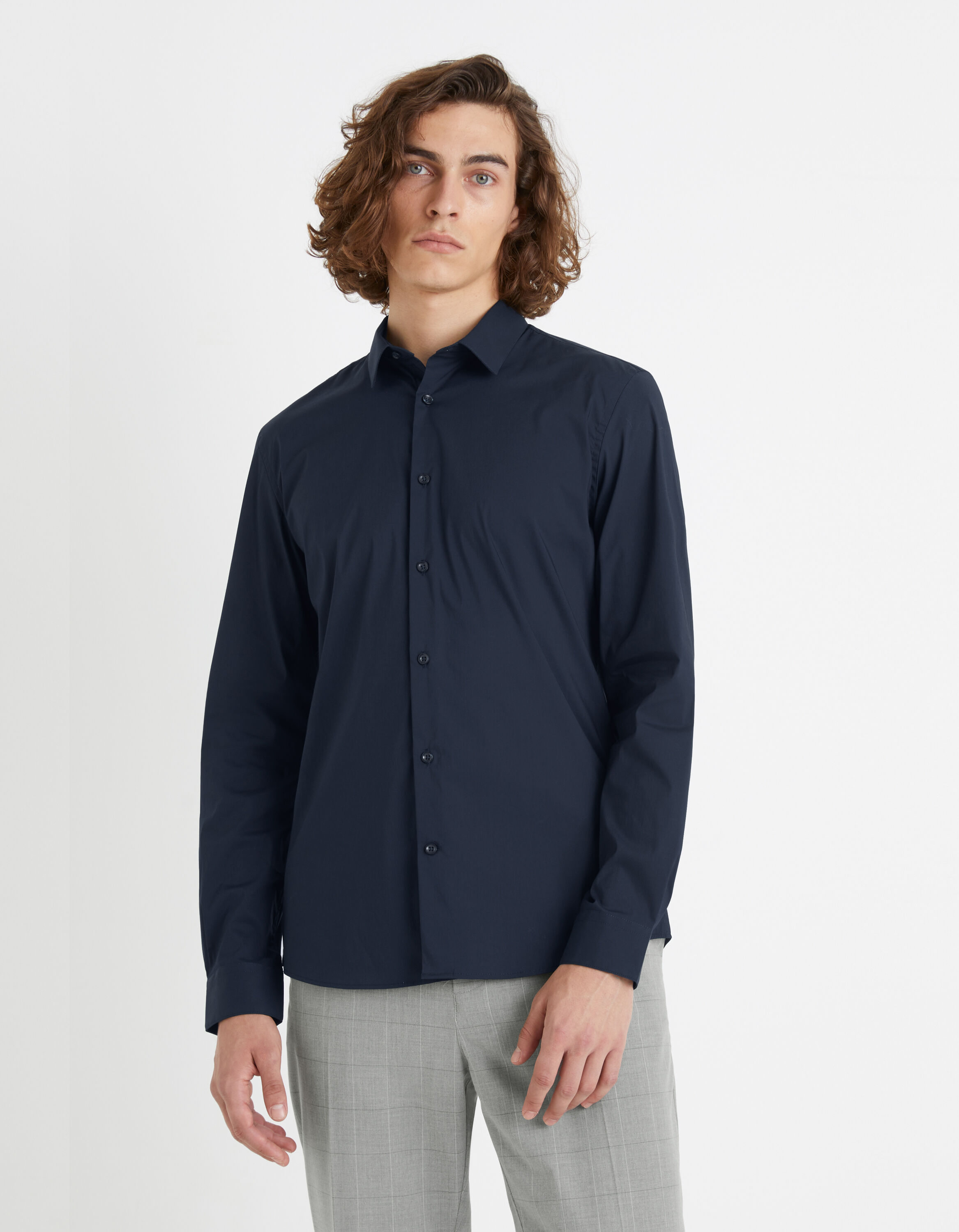 Chemise slim coton stretch - marine