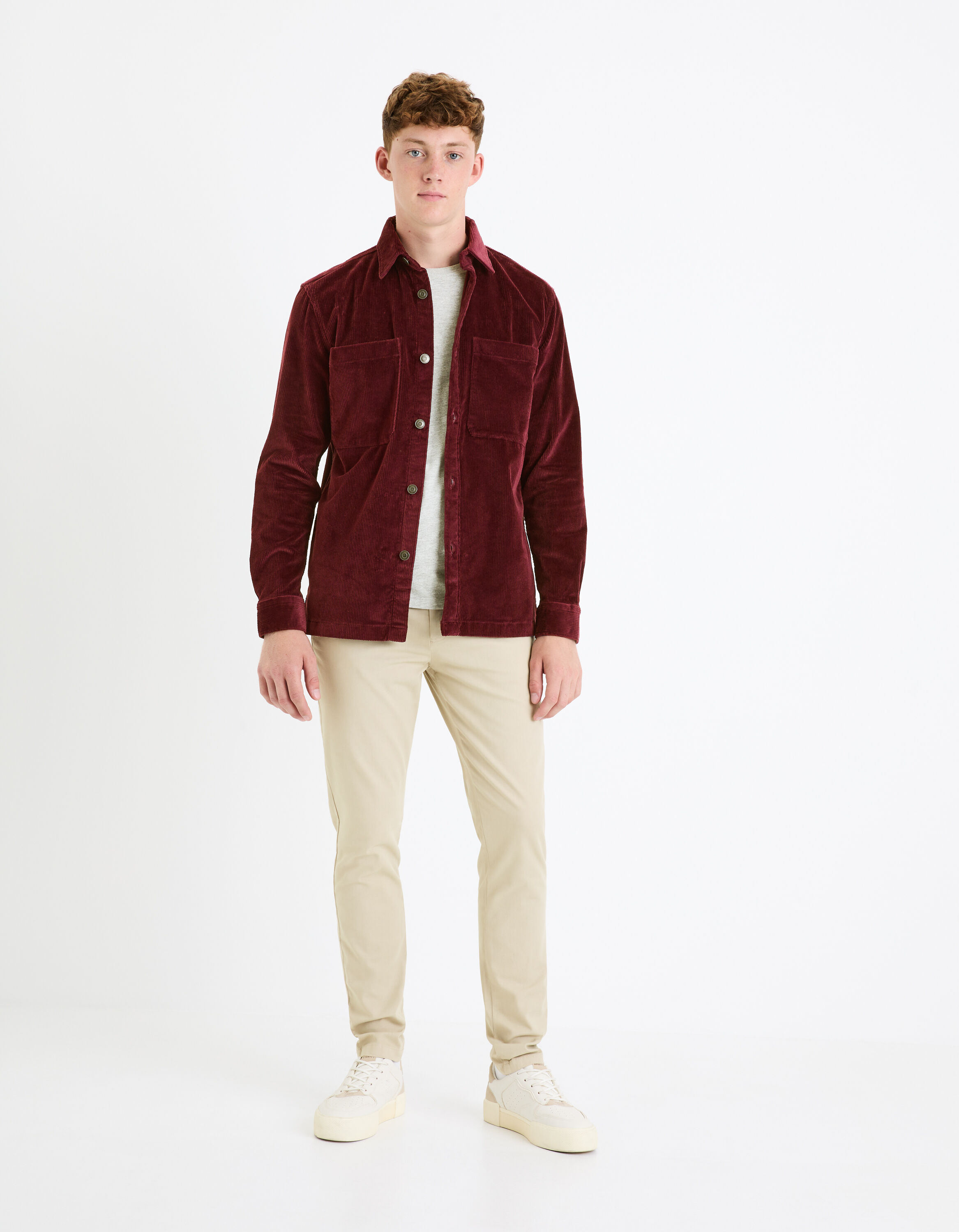 Chemise regular coton &eacute;lasthanne - bordeaux