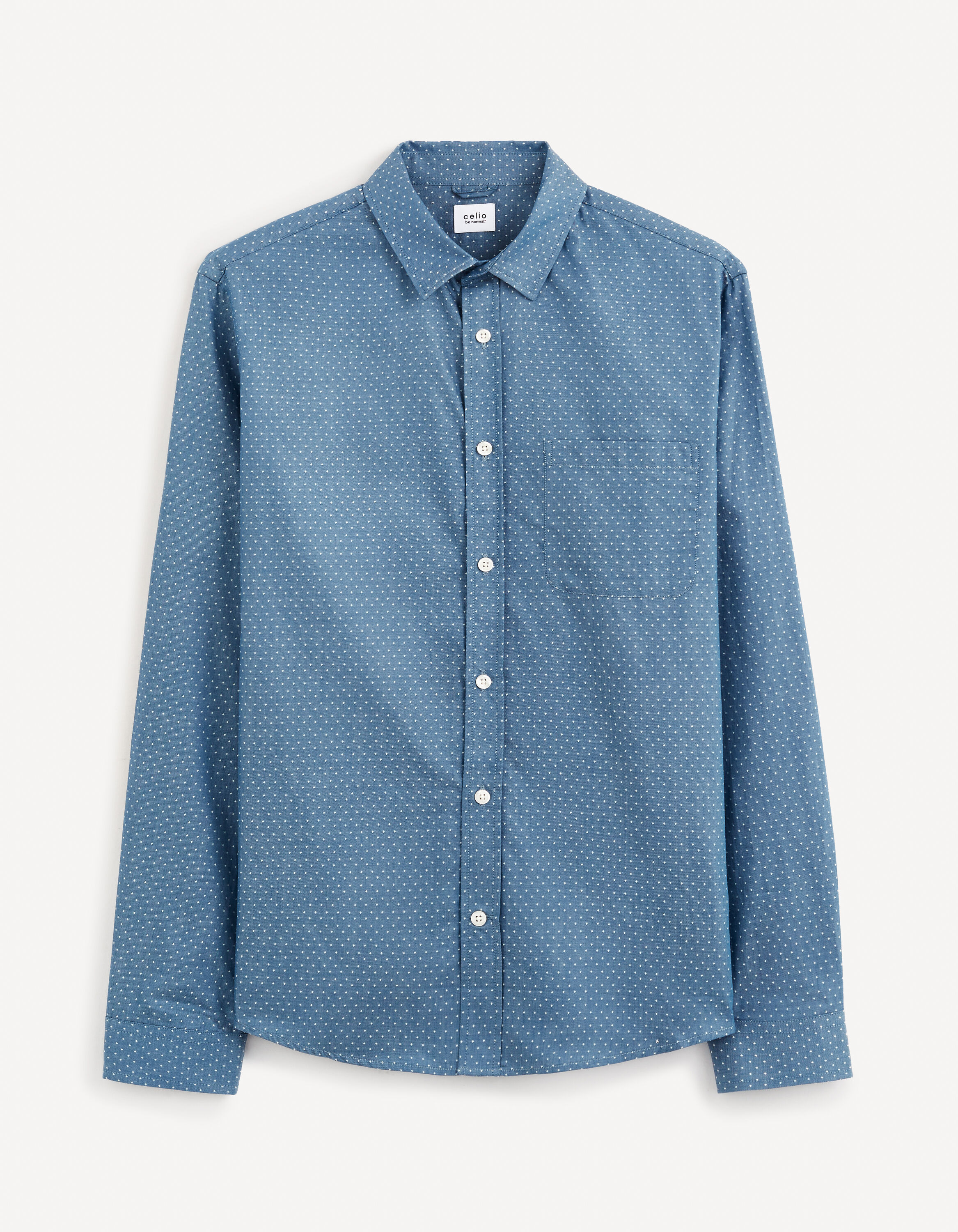 Chemise regular chambray 100% coton - bleu