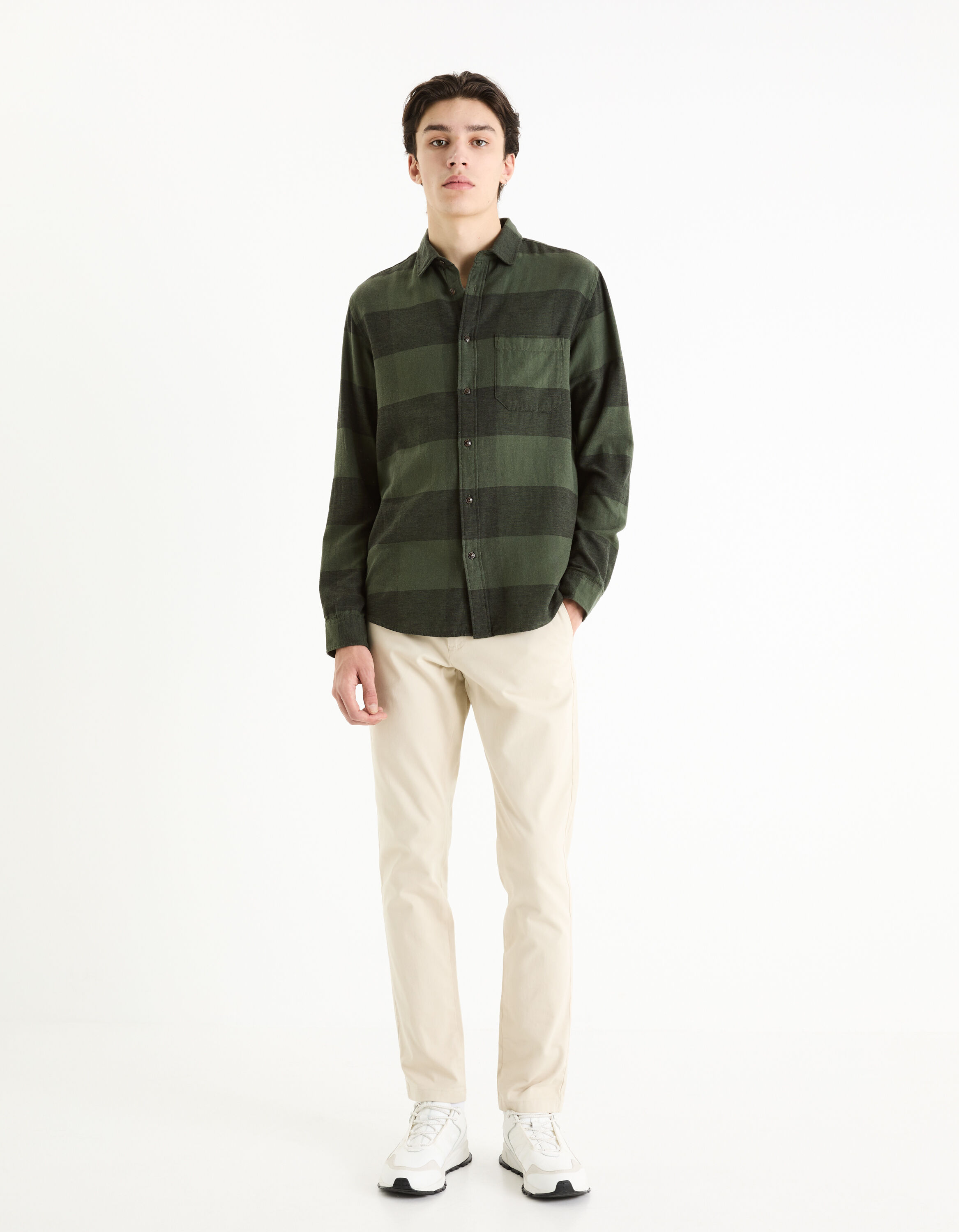 Chemise regular 100% coton - vert