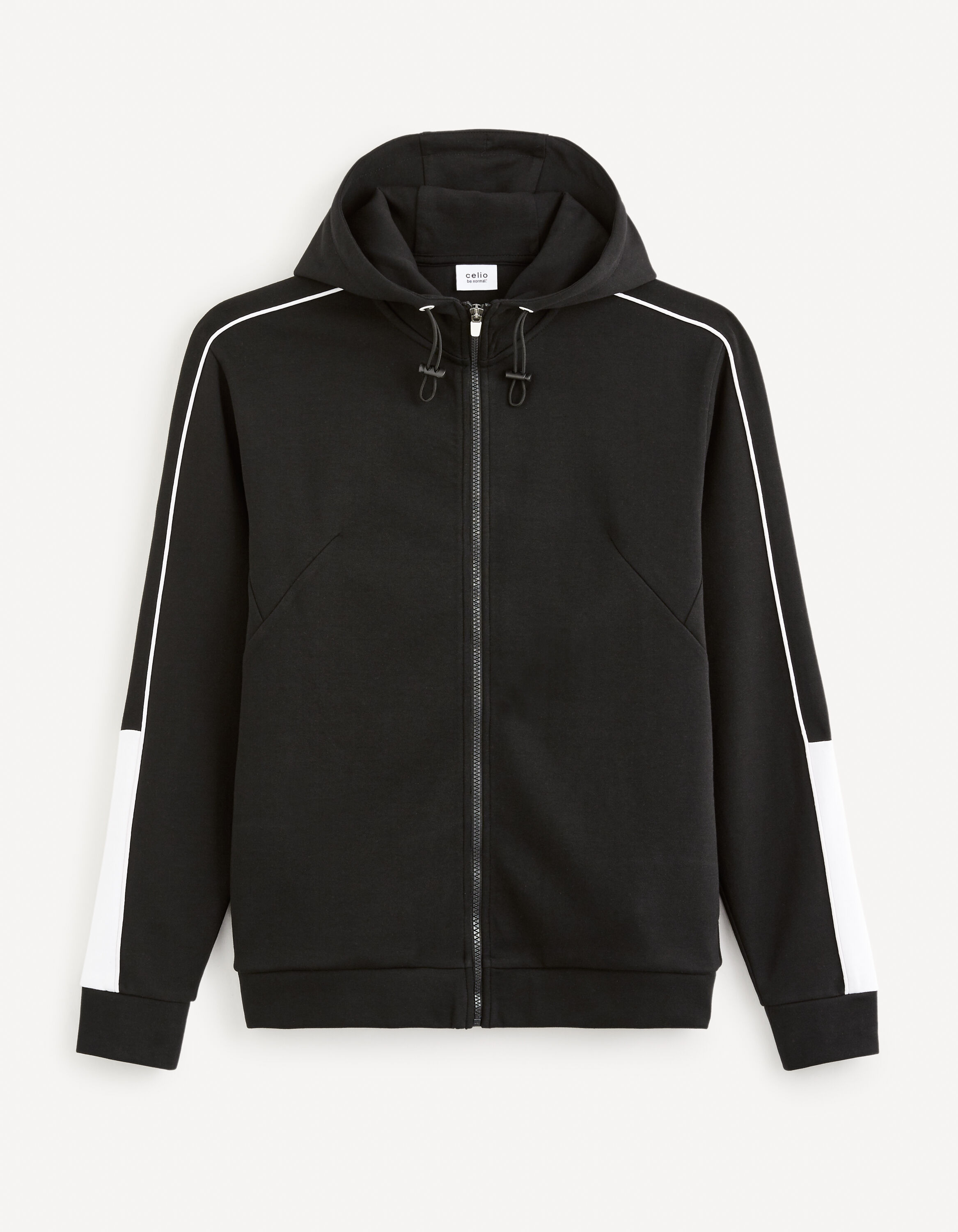 Sweat &agrave; capuche coton m&eacute;lang&eacute; - noir