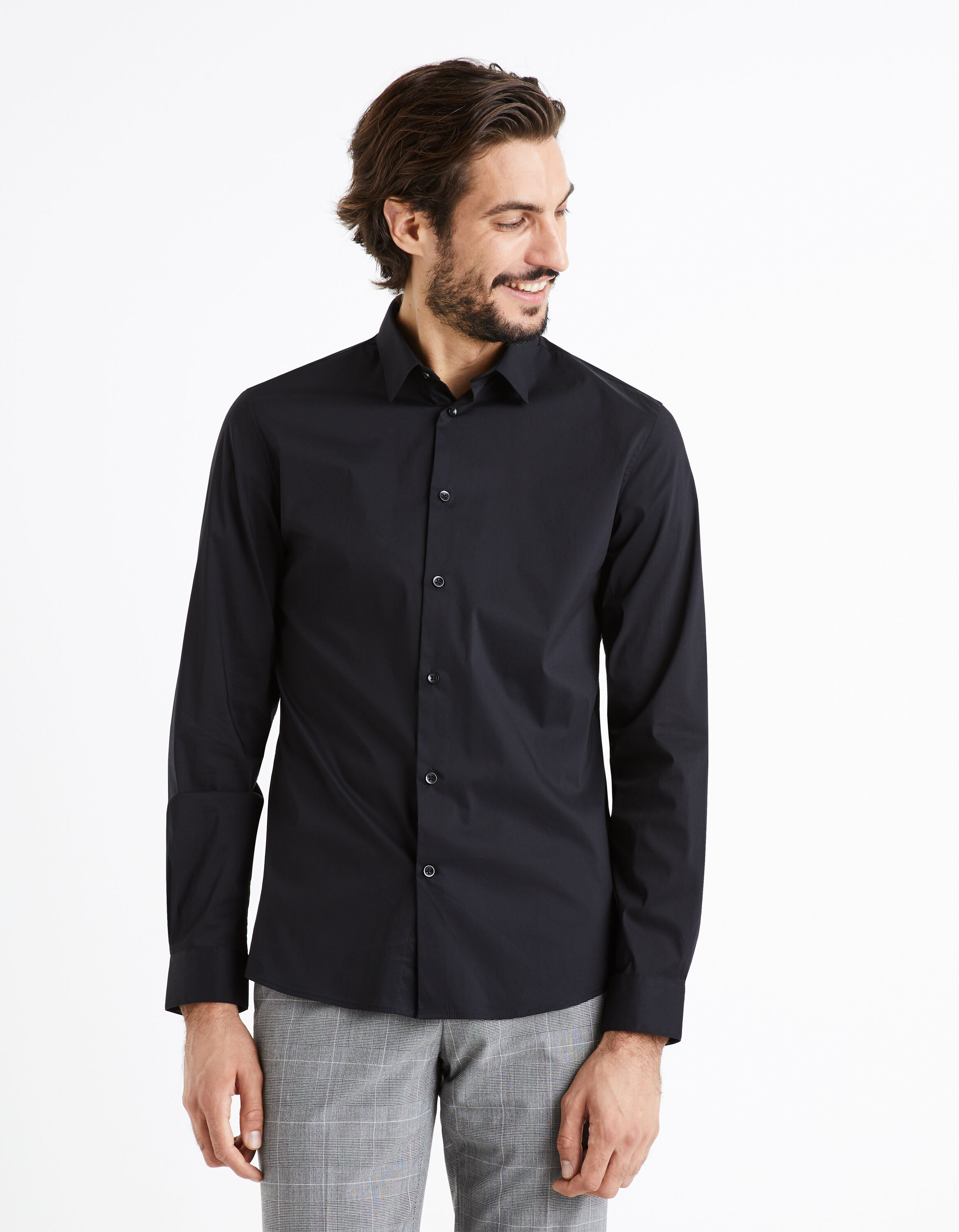 Chemise slim coton stretch - noir
