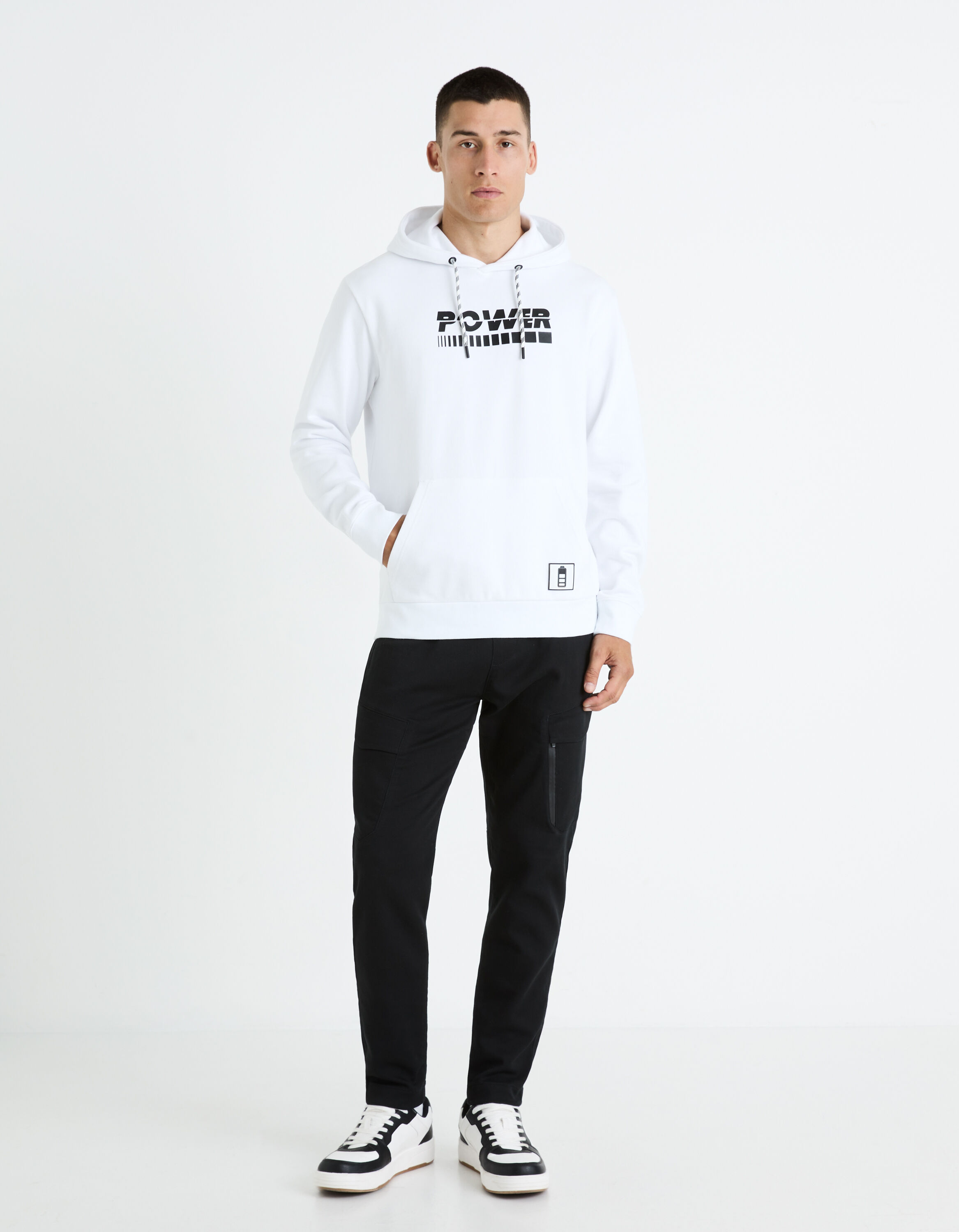 Sweat &agrave; capuche 100% coton - blanc