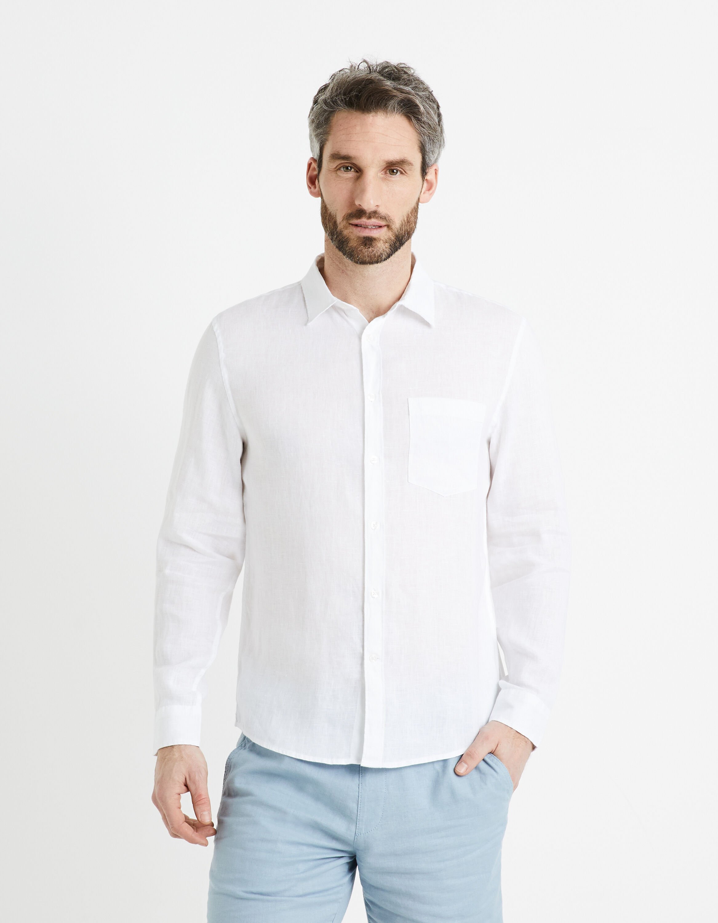 Chemise regular 100% lin - blanc
