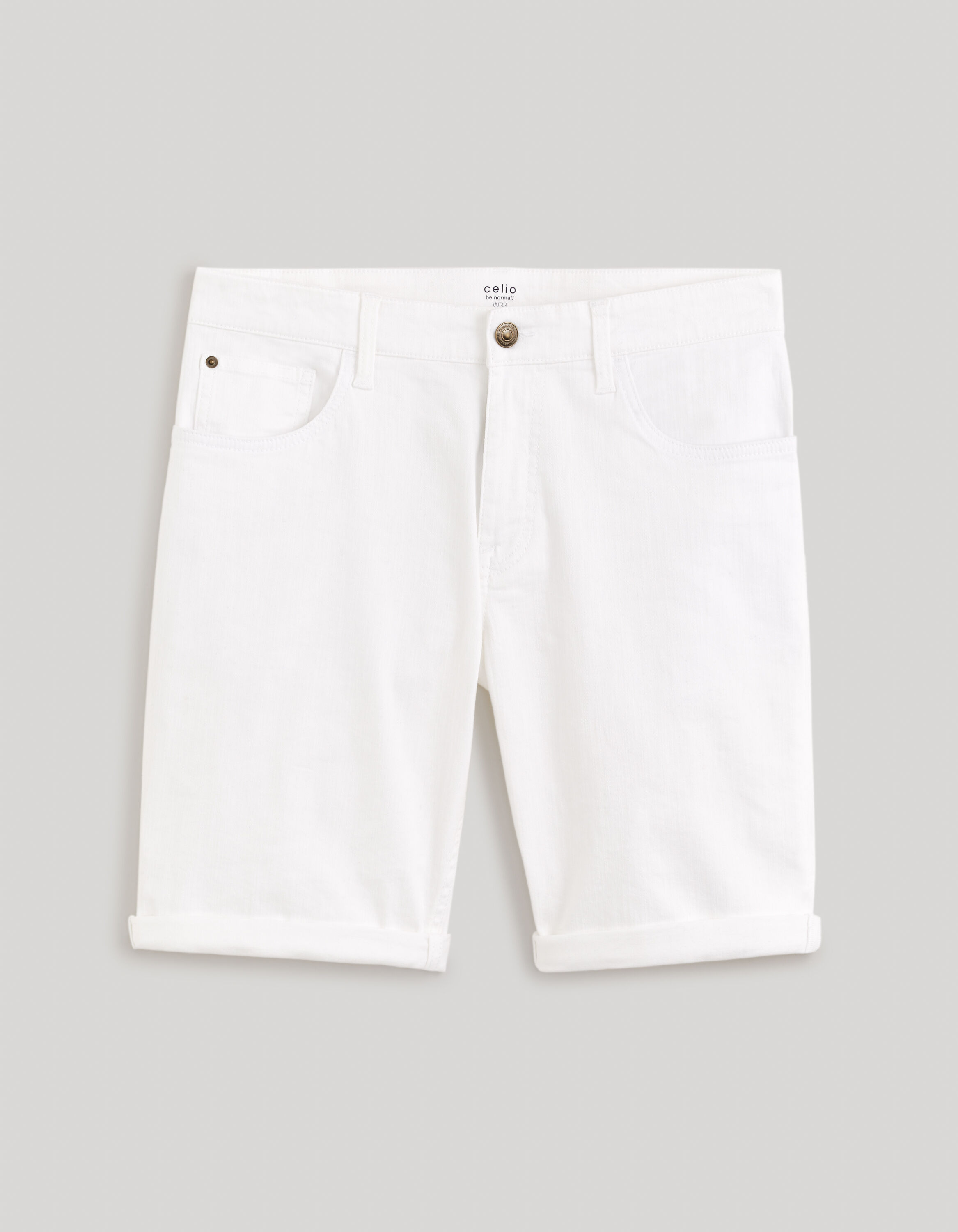 Short en jean coton &eacute;lasthanne - blanc