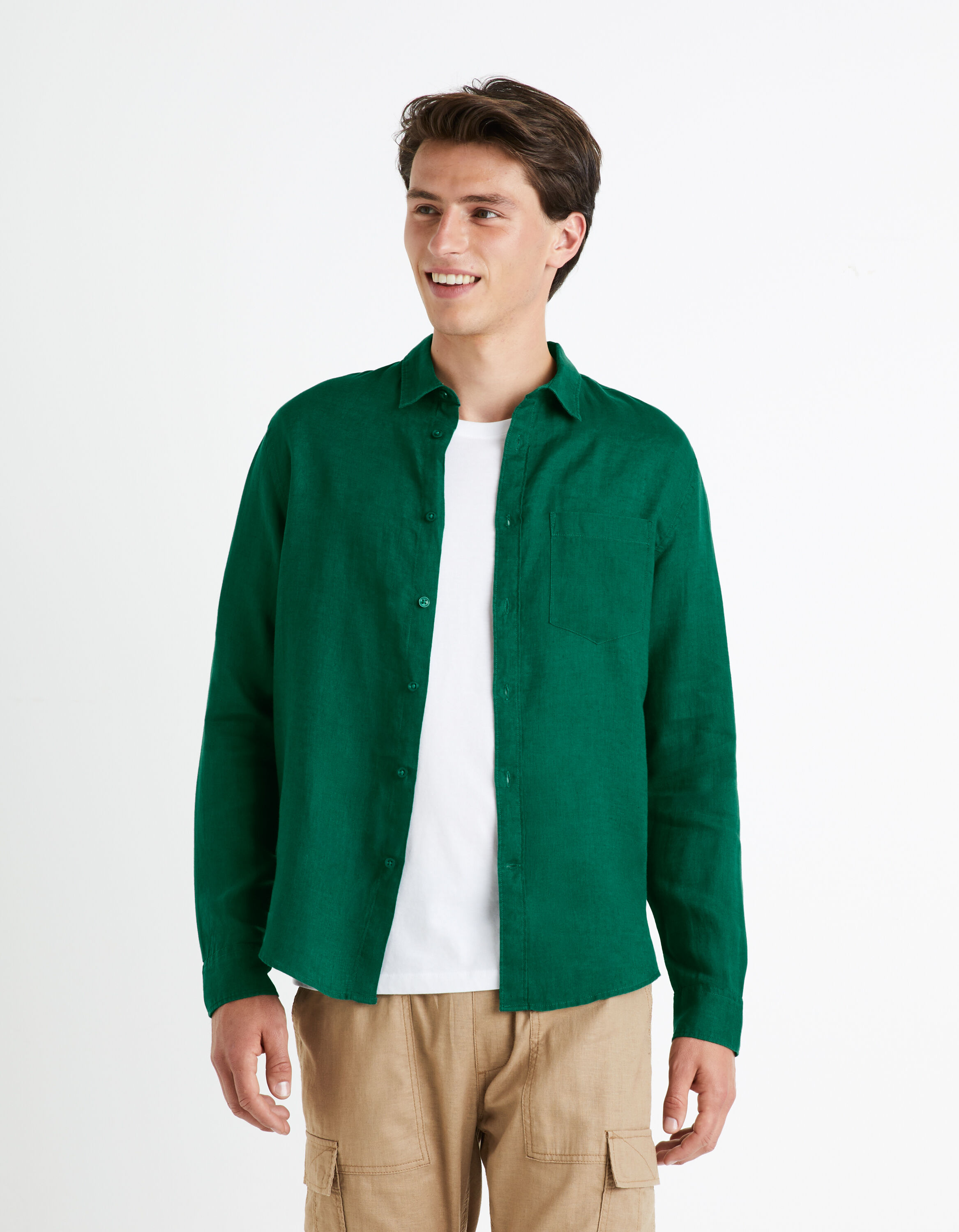 Chemise regular 100% lin - vert