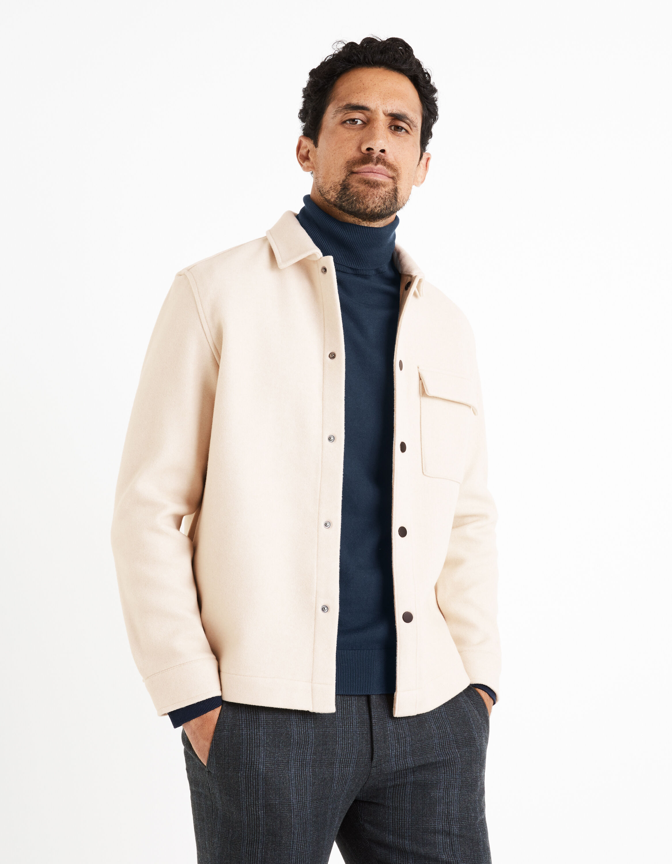 Surchemise oversize en flanelle - &eacute;cru