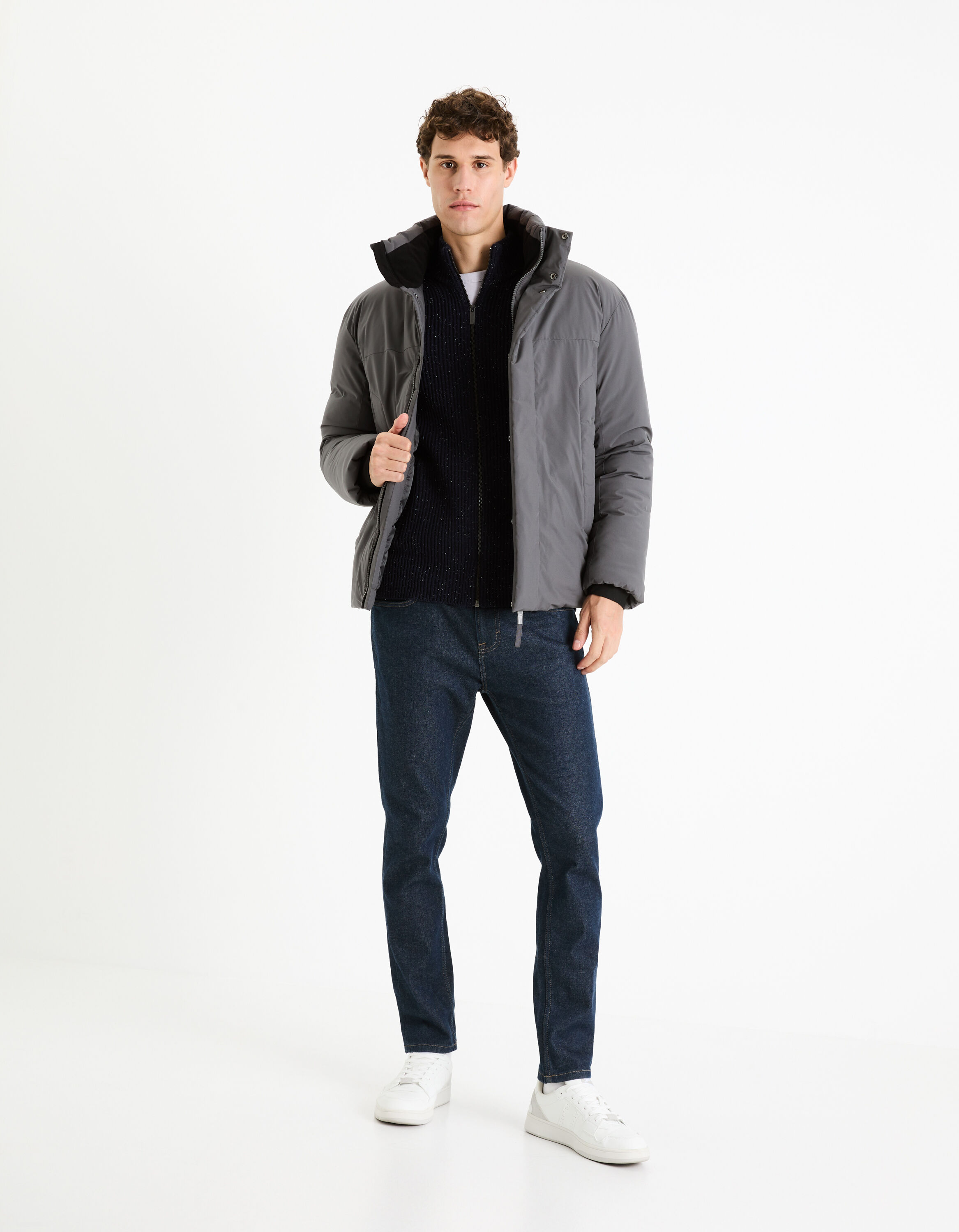 Doudoune col montant - gris