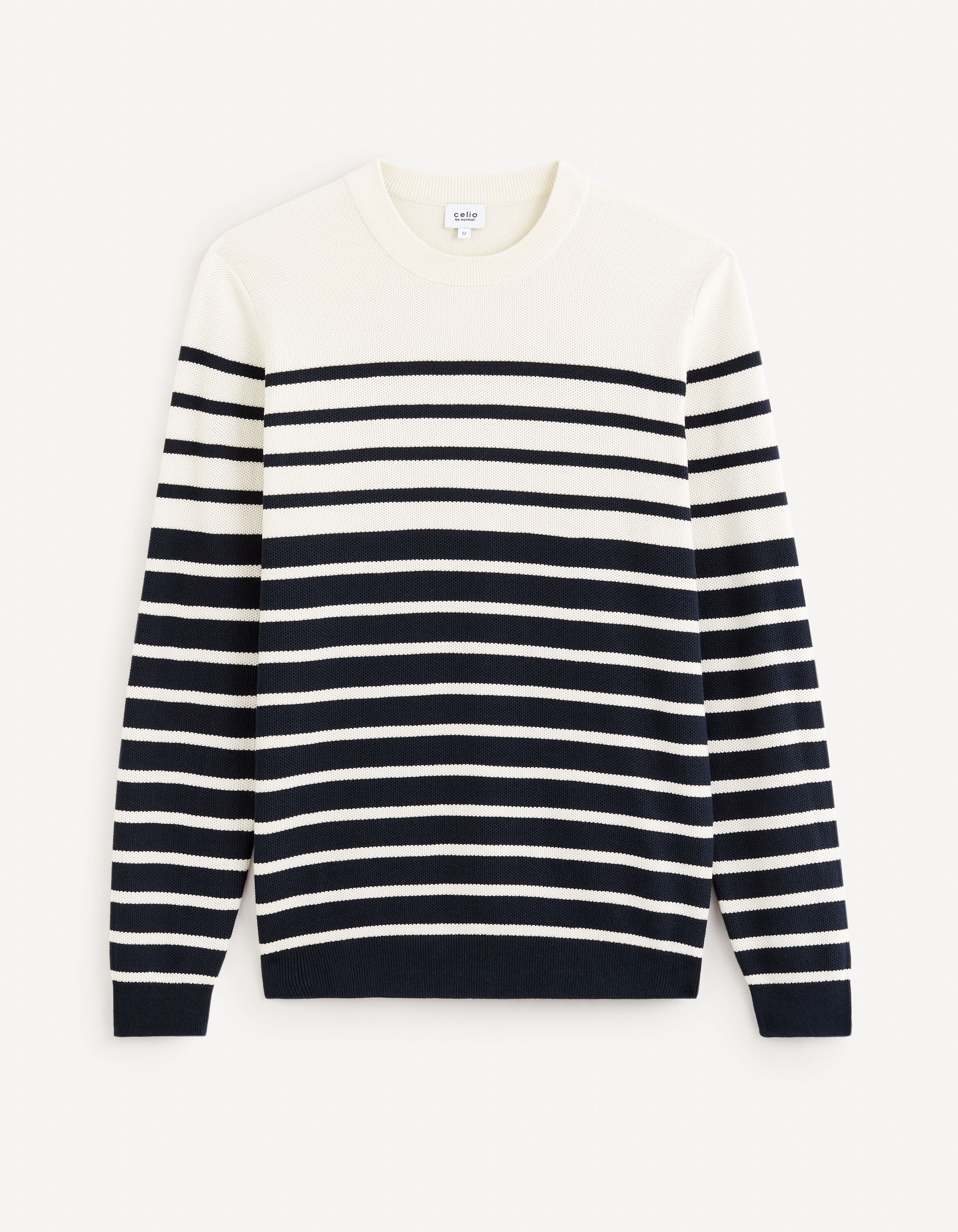 Pull col rond 100% coton - blanc
