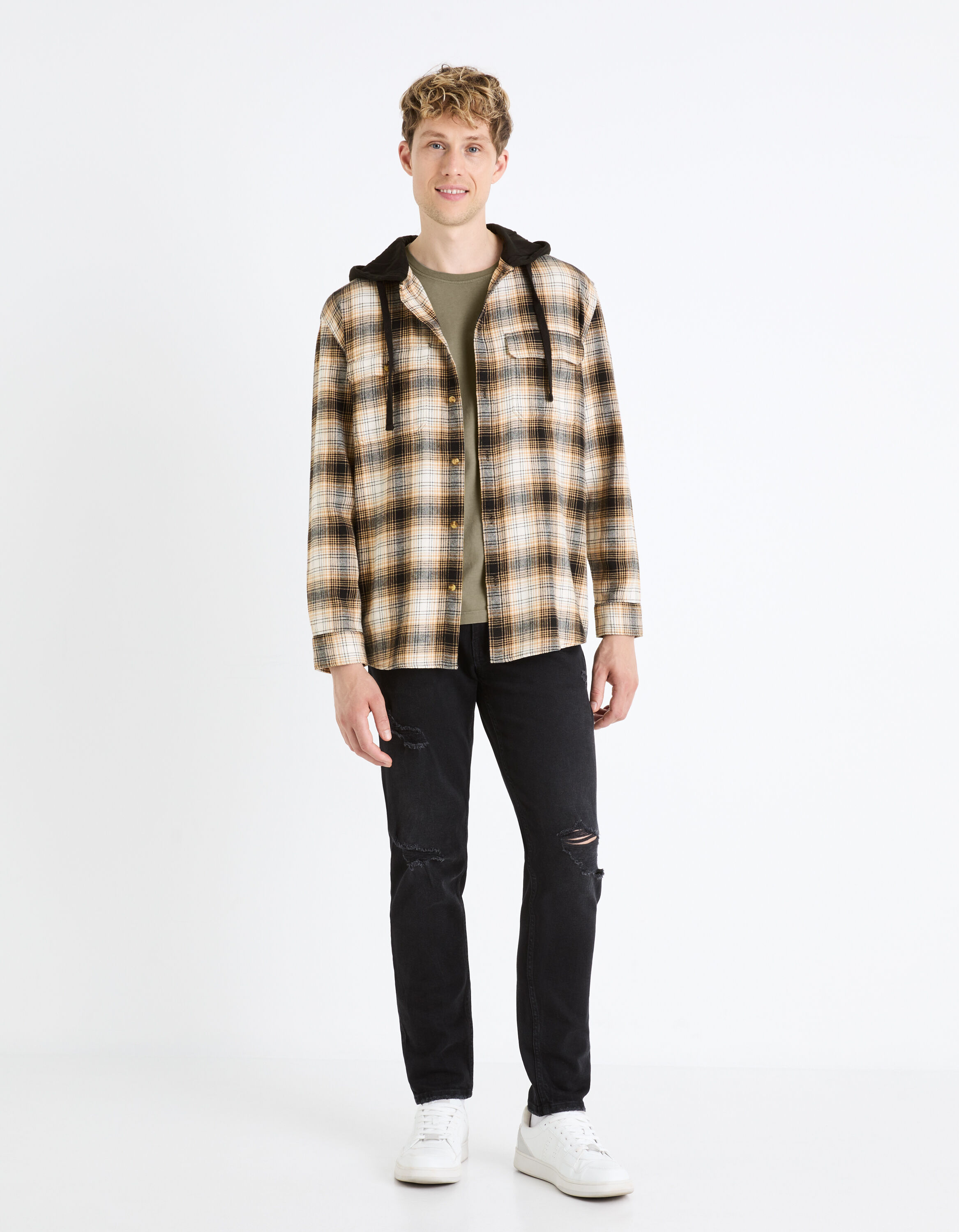 T-shirt col rond 100% coton - kaki