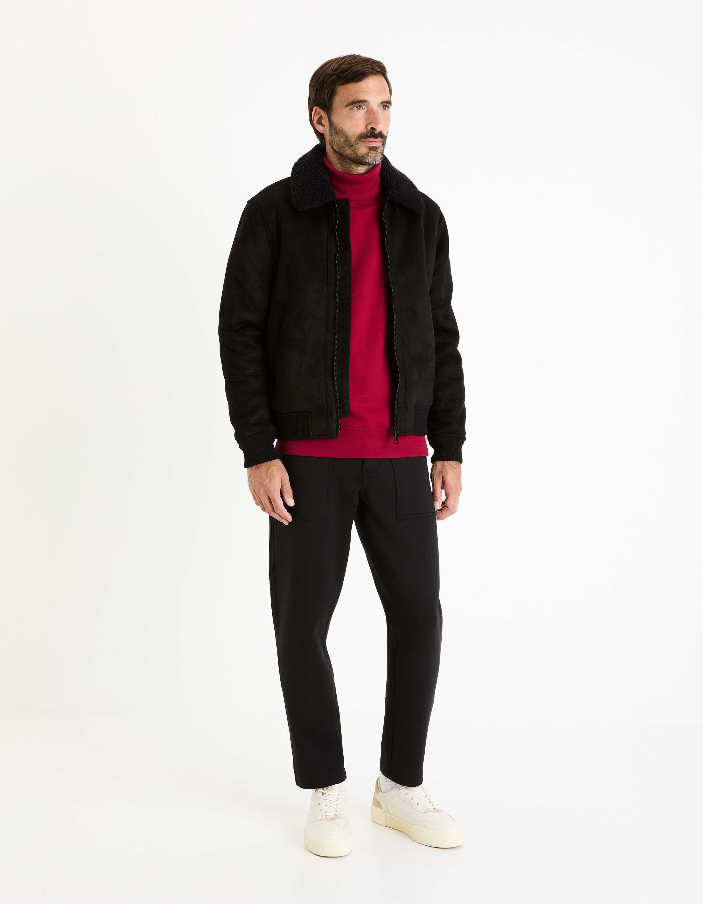 Blouson aviateur doubl&eacute; sherpa - noir
