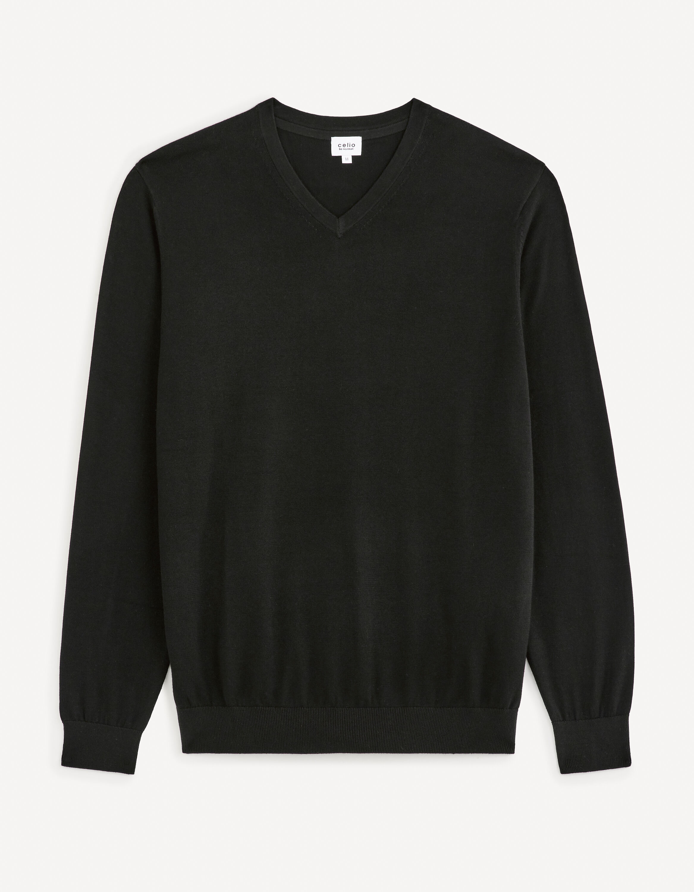 Pull col V 100% coton - noir